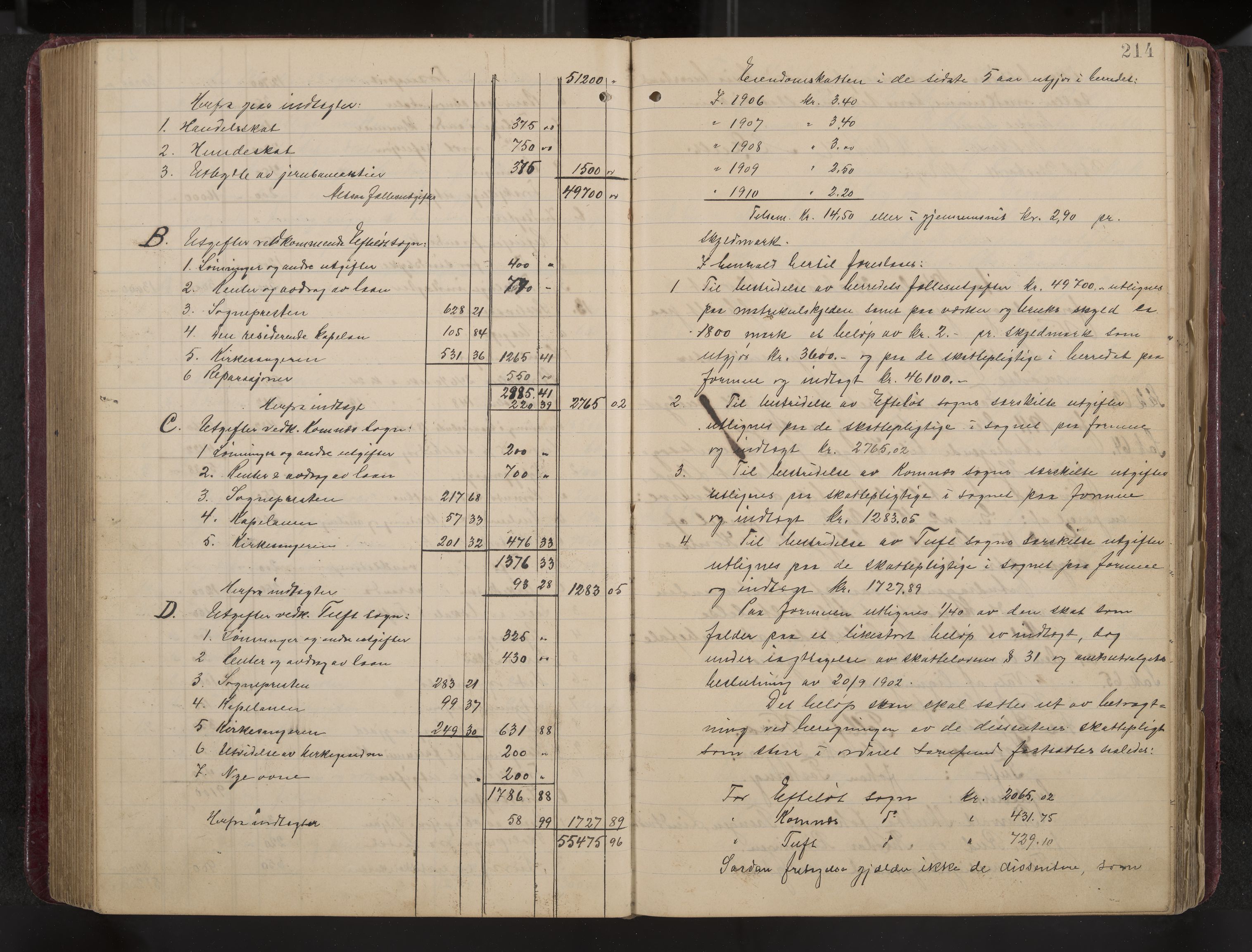 Ytre Sandsvær formannskap og sentraladministrasjon, IKAK/0629021/A/Aa/L0001: Møtebok med register, 1902-1919, p. 214