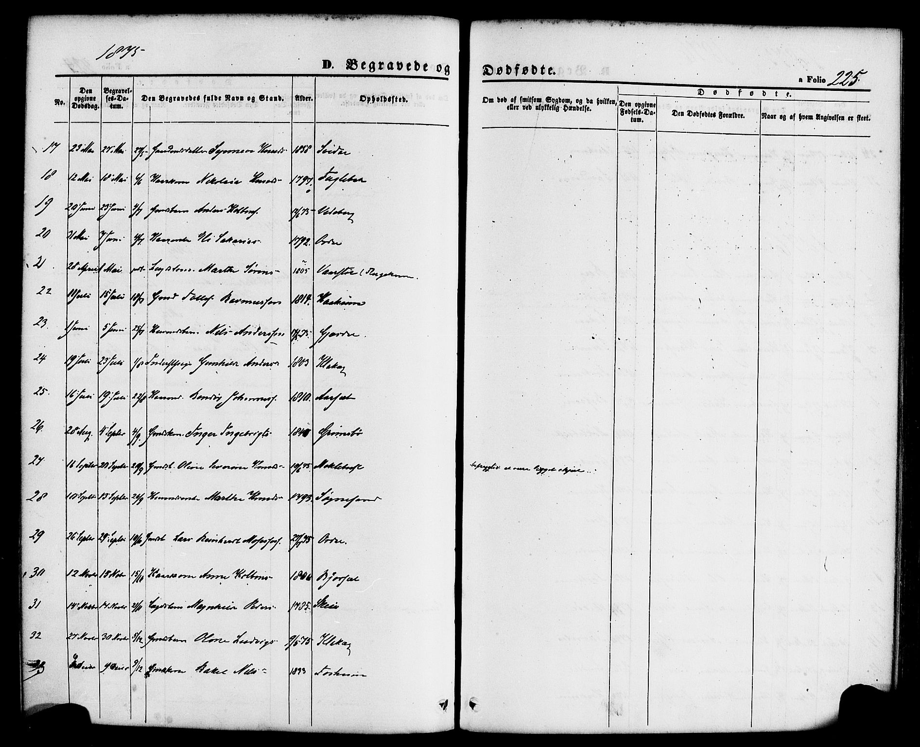 Jølster sokneprestembete, SAB/A-80701/H/Haa/Haaa/L0011: Parish register (official) no. A 11, 1866-1881, p. 225