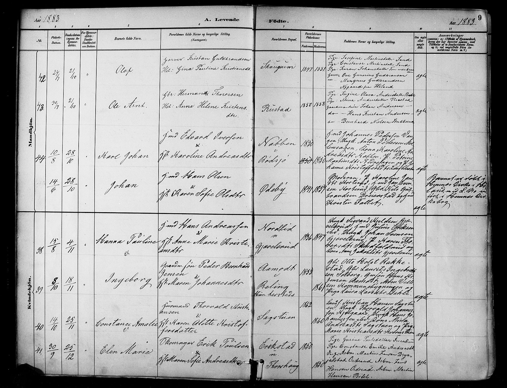 Enebakk prestekontor Kirkebøker, SAO/A-10171c/F/Fa/L0016: Parish register (official) no. I 16, 1883-1898, p. 9