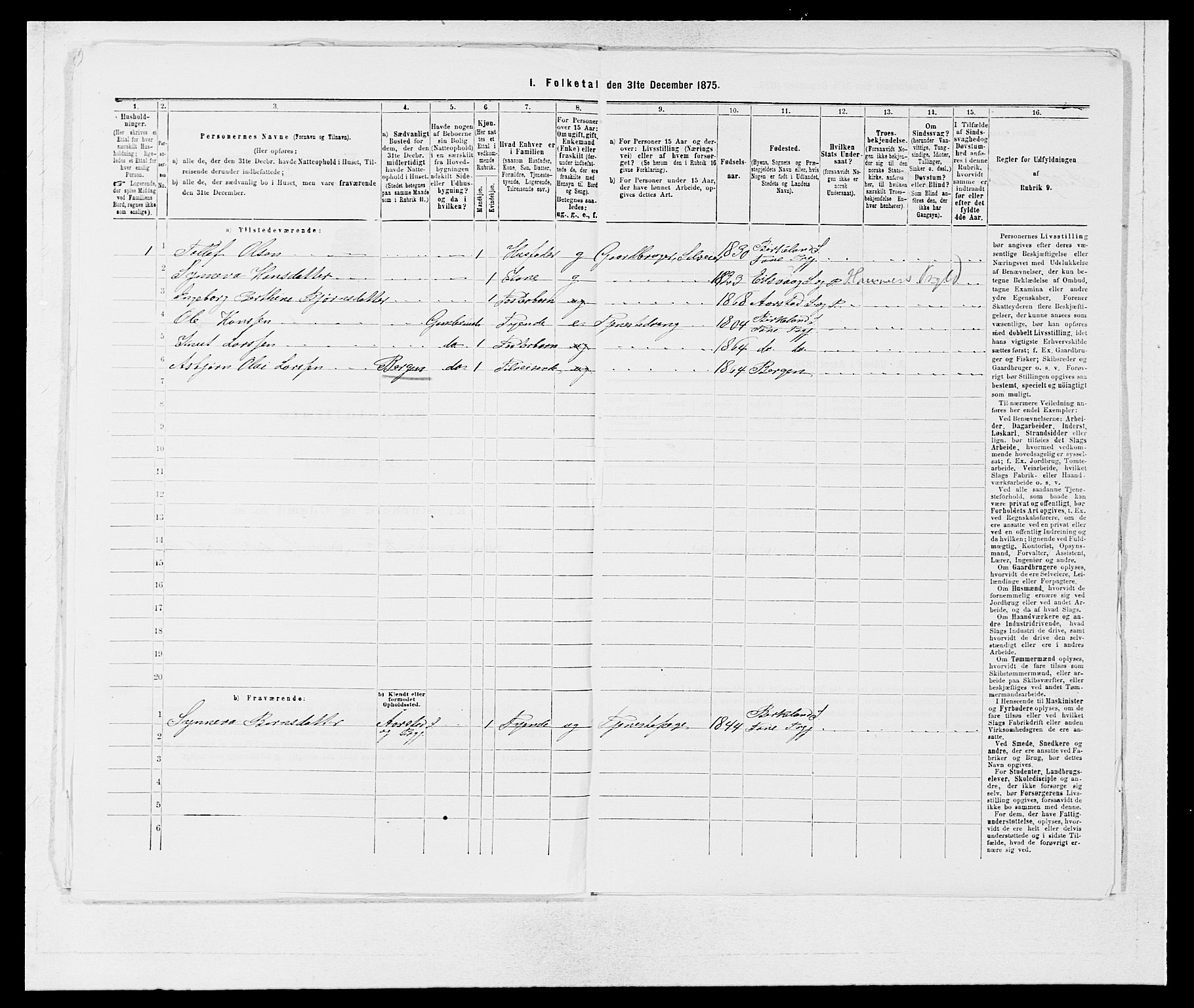 SAB, 1875 census for 1249P Fana, 1875, p. 142