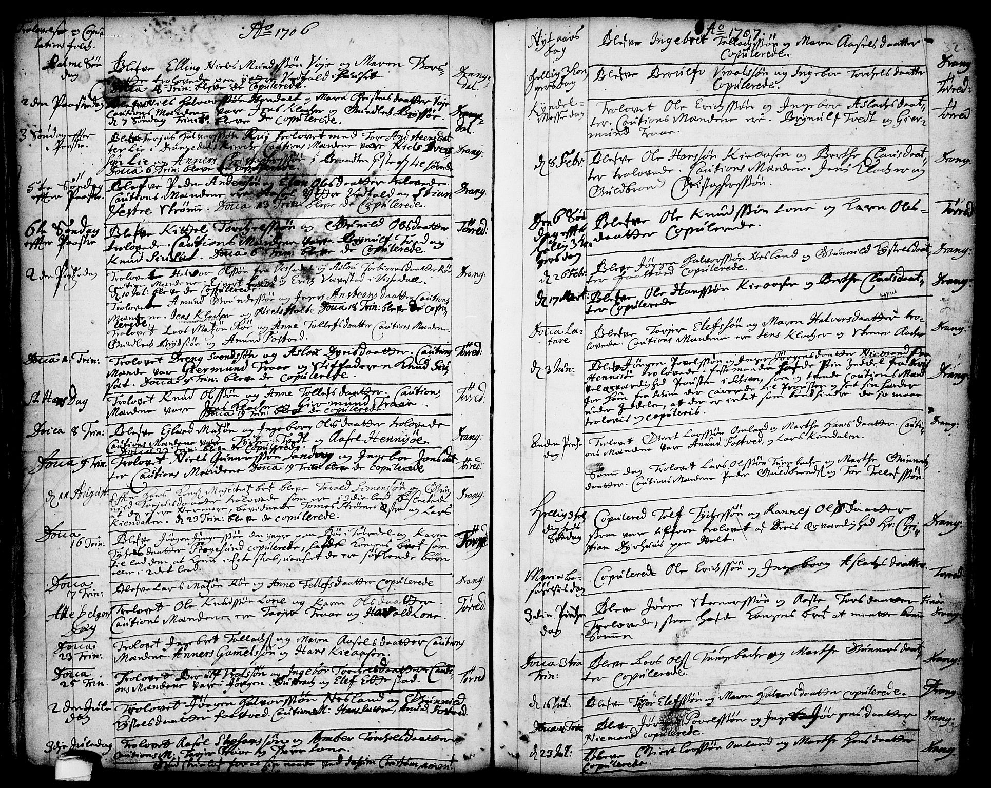 Drangedal kirkebøker, SAKO/A-258/F/Fa/L0001: Parish register (official) no. 1, 1697-1767, p. 32