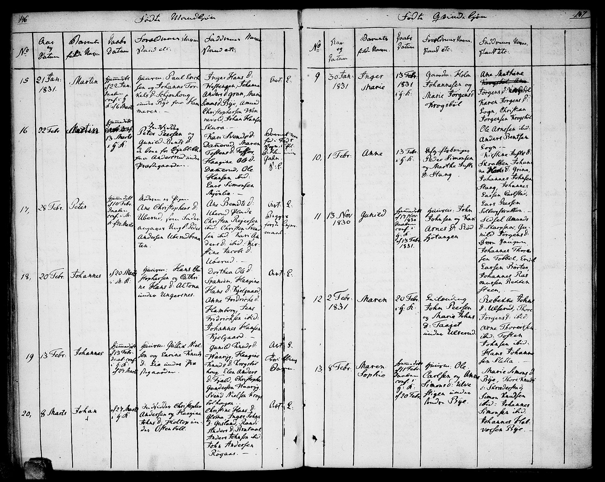 Enebakk prestekontor Kirkebøker, AV/SAO-A-10171c/F/Fa/L0007: Parish register (official) no. I 7, 1823-1832, p. 146-147