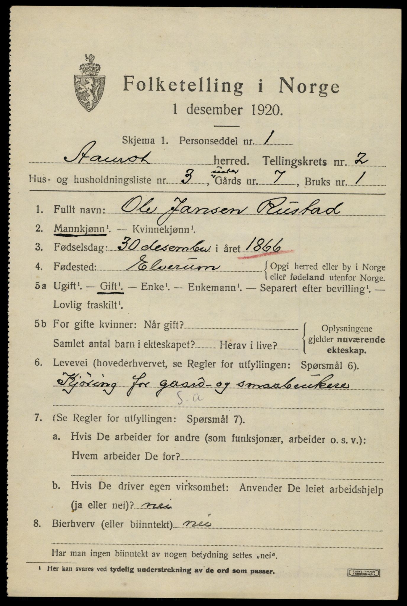 SAH, 1920 census for Åmot, 1920, p. 2083