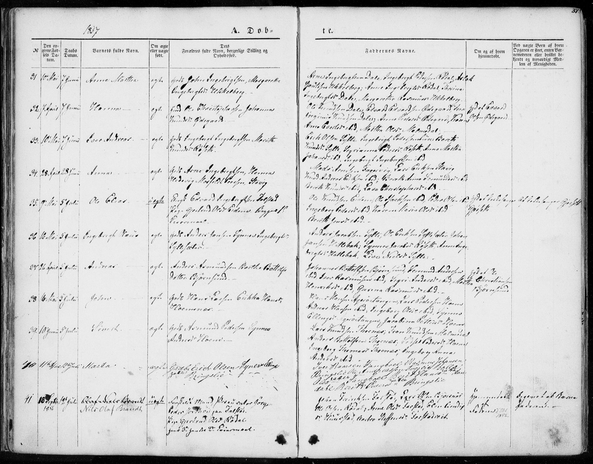 Ministerialprotokoller, klokkerbøker og fødselsregistre - Møre og Romsdal, AV/SAT-A-1454/565/L0748: Parish register (official) no. 565A02, 1845-1872, p. 37