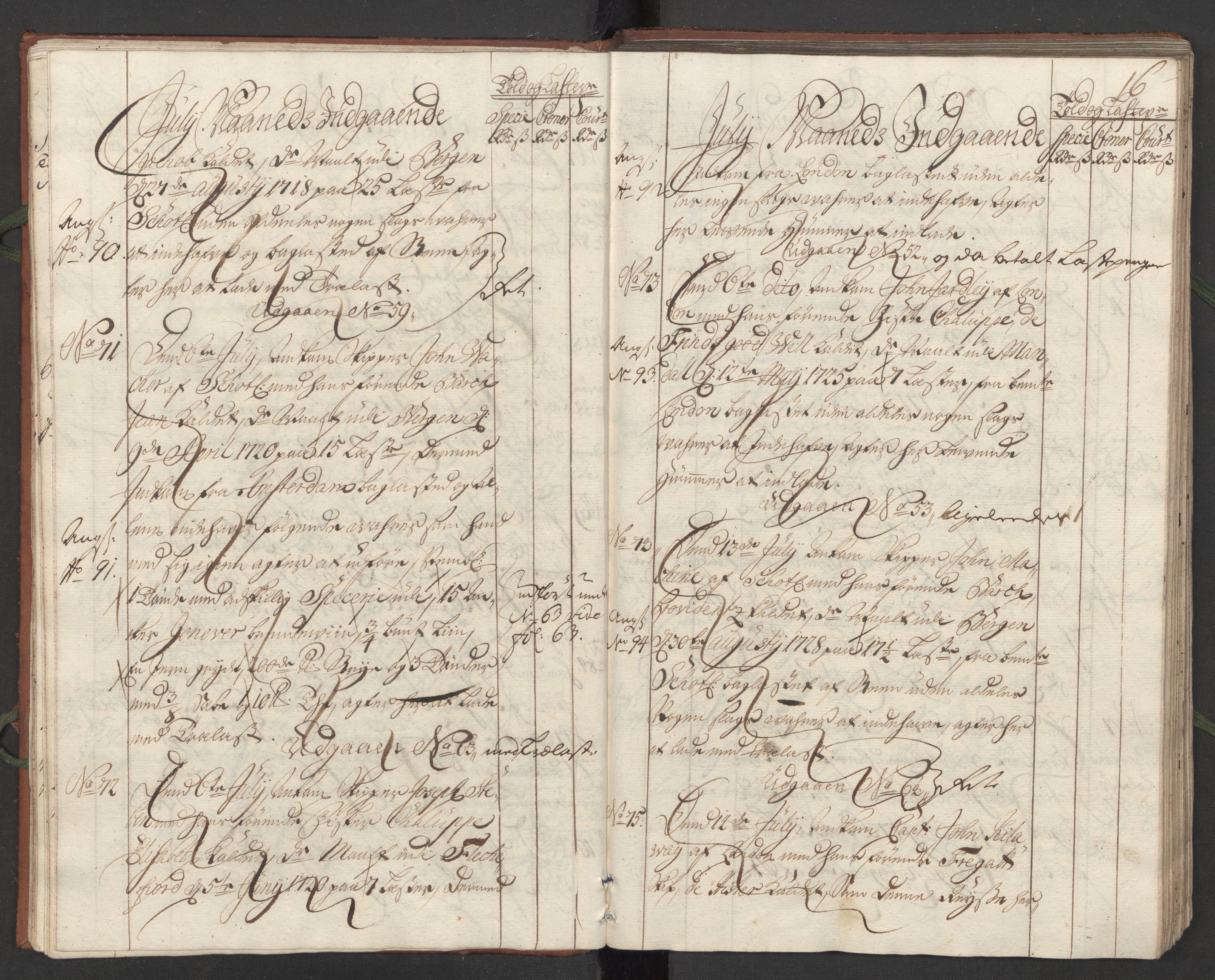 Generaltollkammeret, tollregnskaper, AV/RA-EA-5490/R24/L0008/0001: Tollregnskaper Sunnhordland / Hovedtollbok, 1731, p. 15b-16a