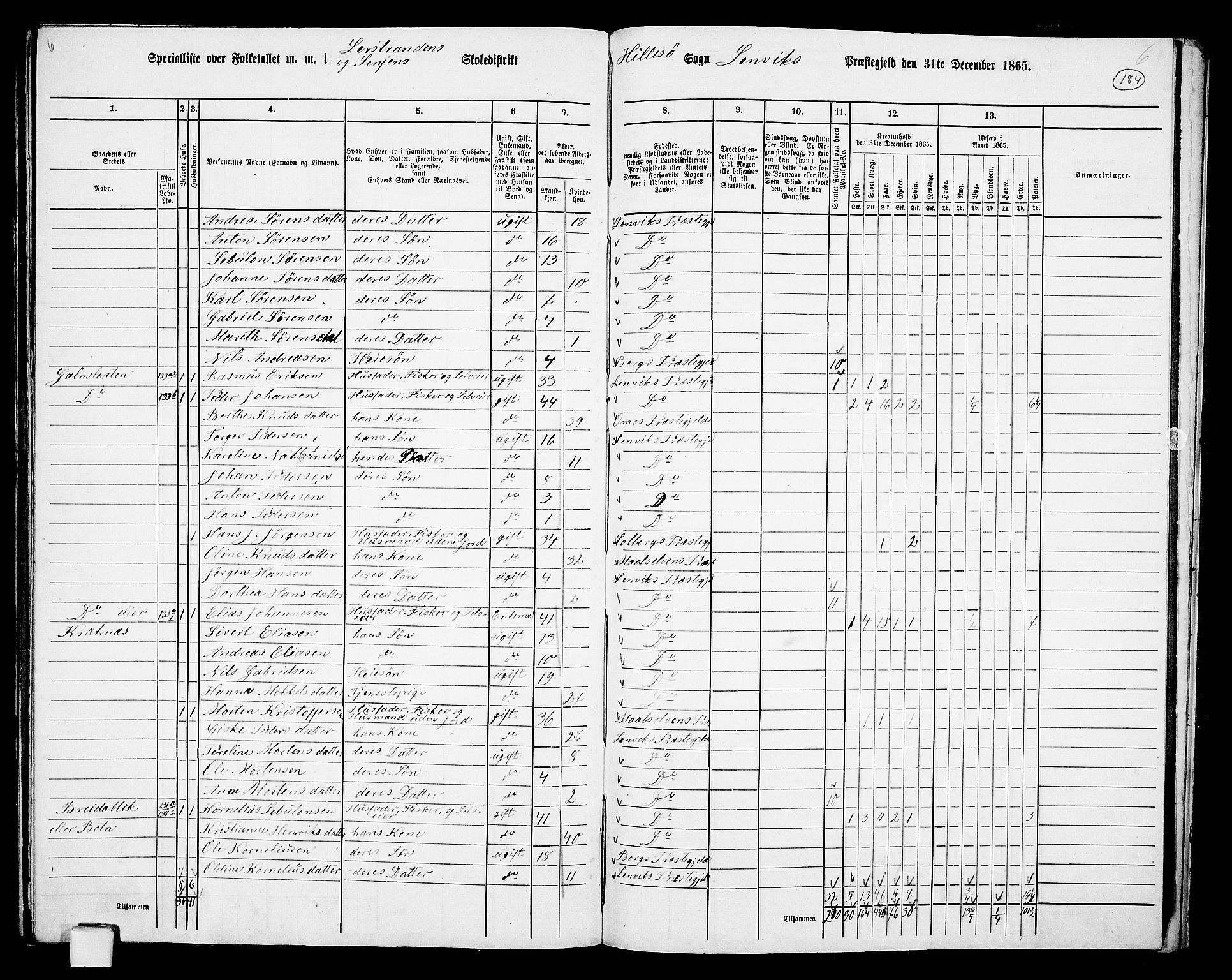 RA, 1865 census for Lenvik, 1865, p. 160