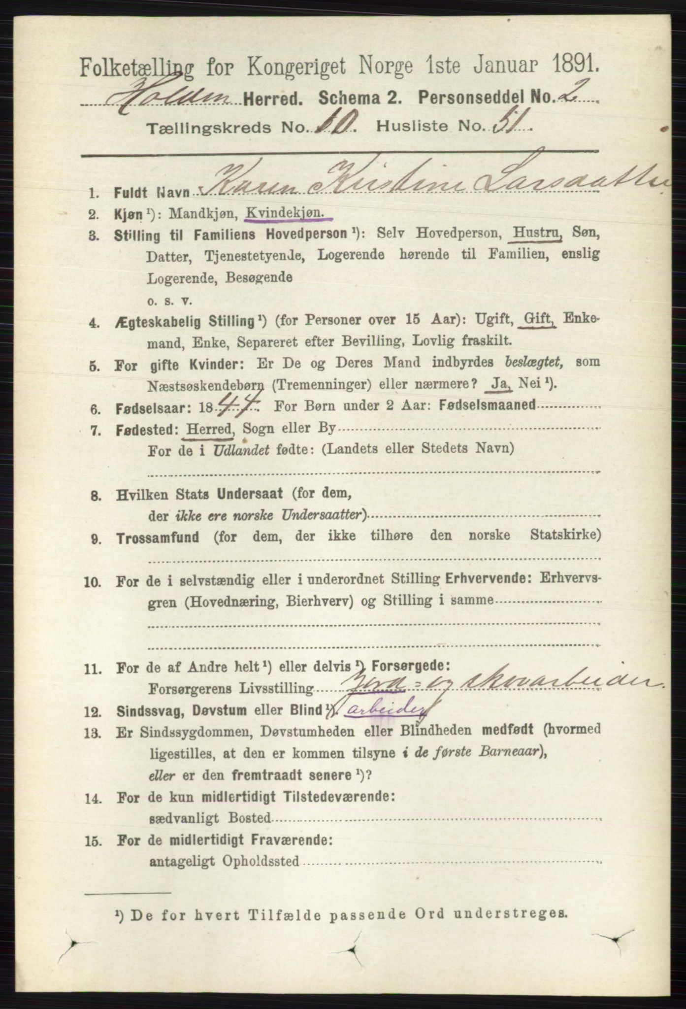 RA, 1891 census for 0819 Holla, 1891, p. 4617