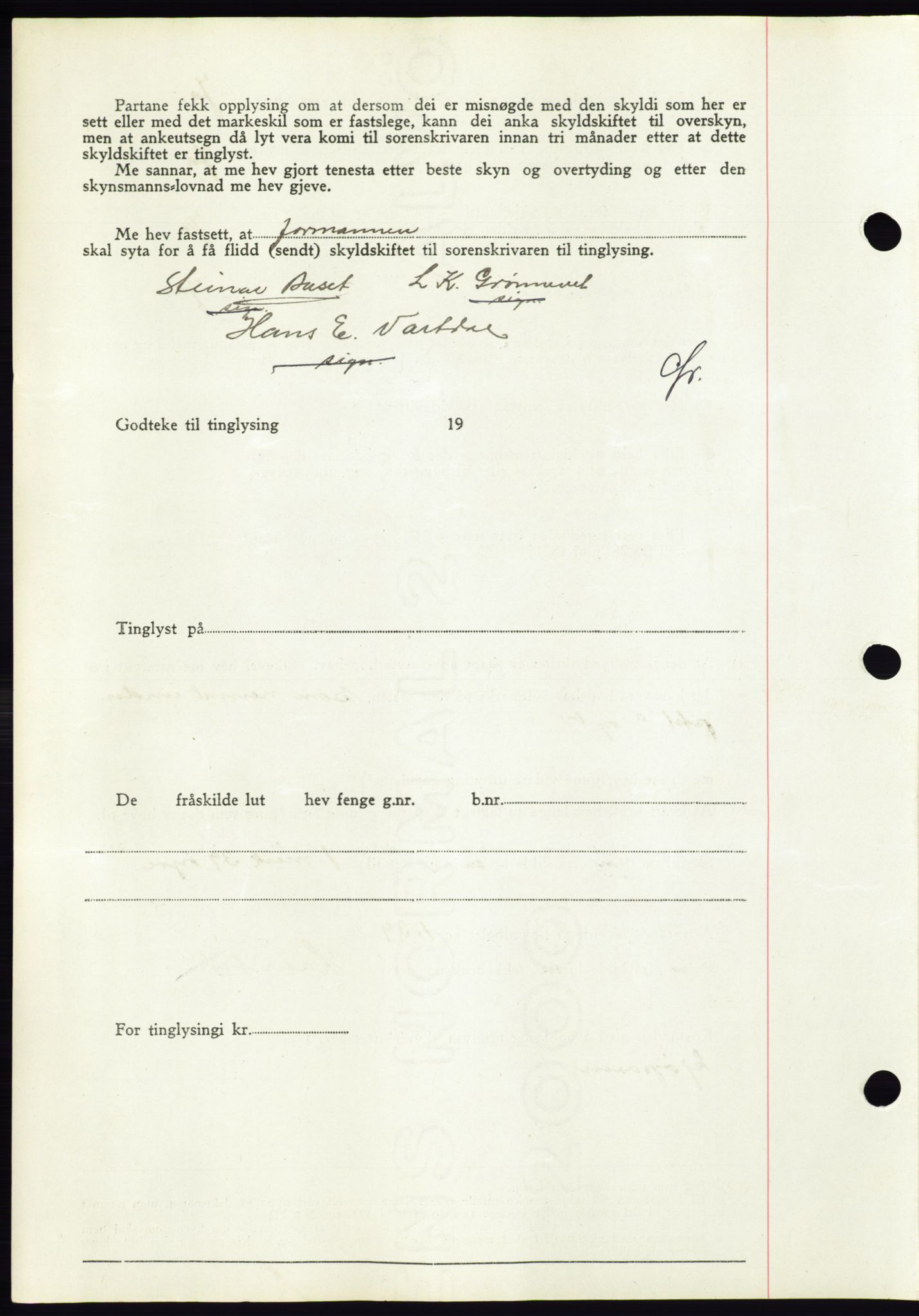 Søre Sunnmøre sorenskriveri, AV/SAT-A-4122/1/2/2C/L0070: Mortgage book no. 64, 1940-1941, Diary no: : 911/1940