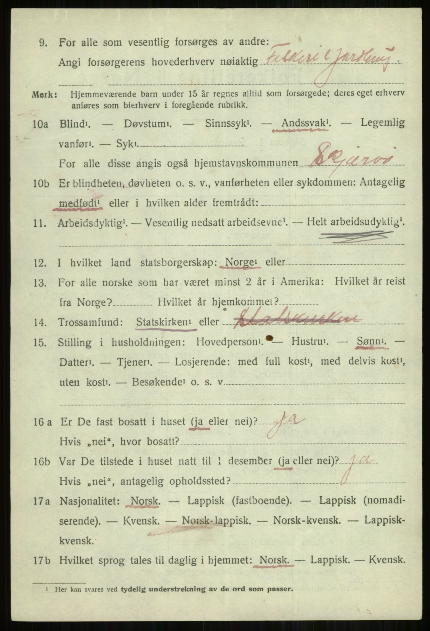 SATØ, 1920 census for Skjervøy, 1920, p. 1210