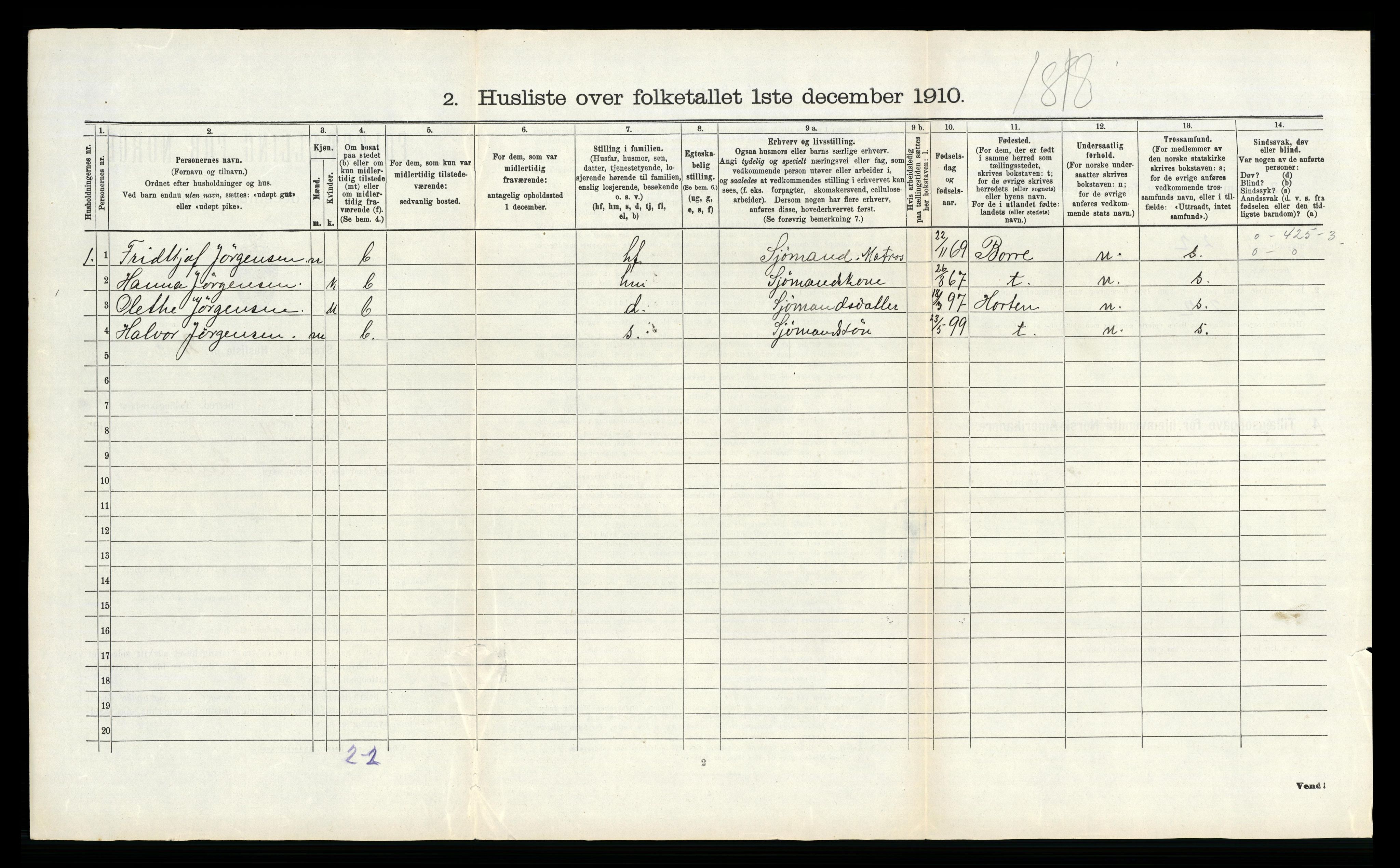 RA, 1910 census for Hof, 1910, p. 675