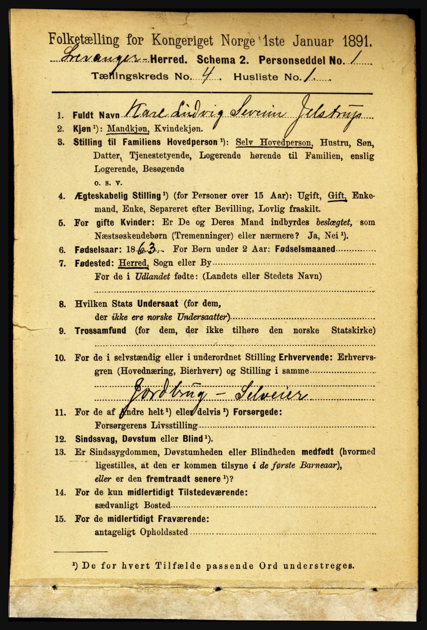 RA, 1891 census for 1720 Levanger, 1891, p. 2146