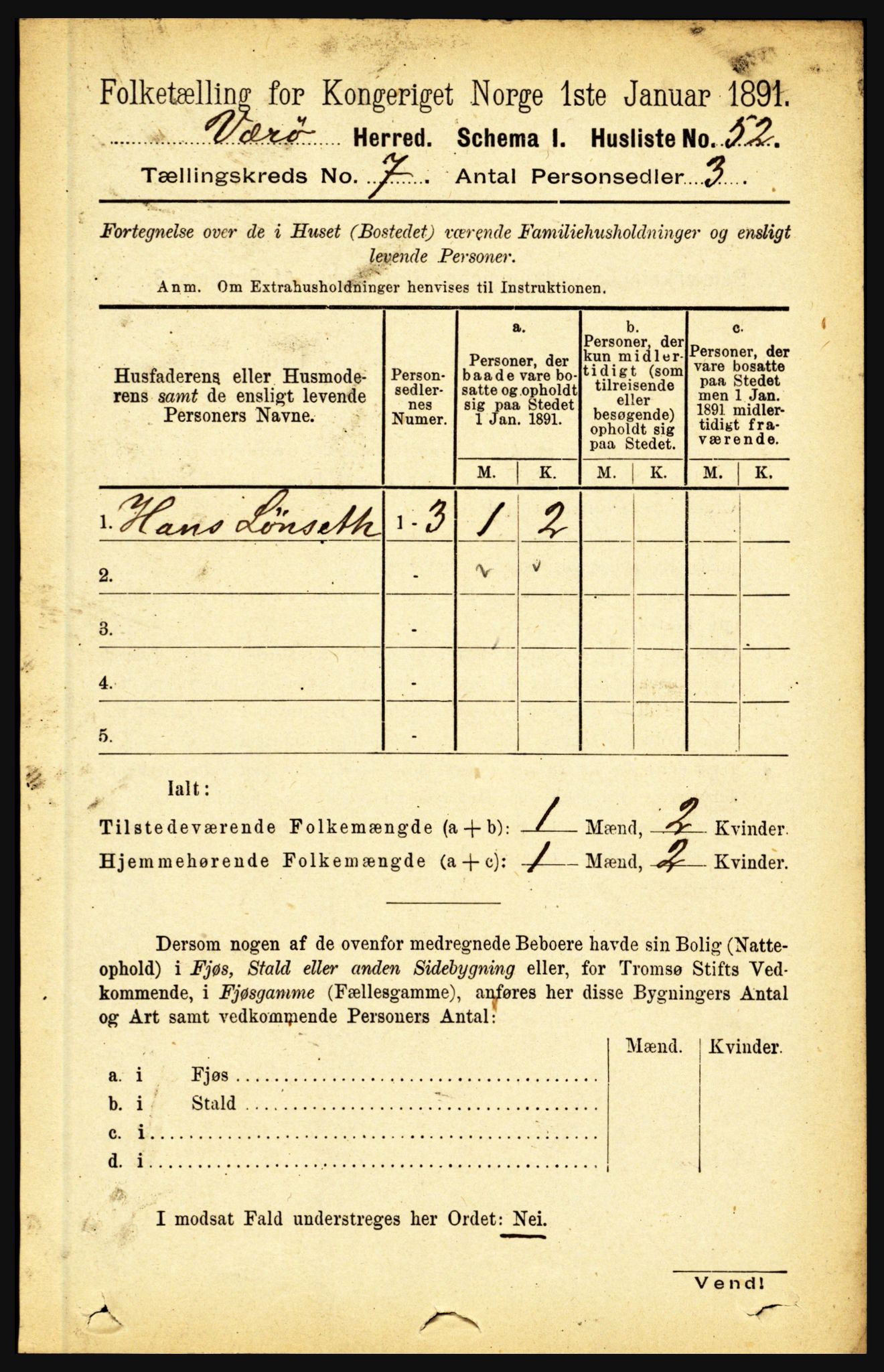 RA, 1891 census for 1857 Værøy, 1891, p. 754