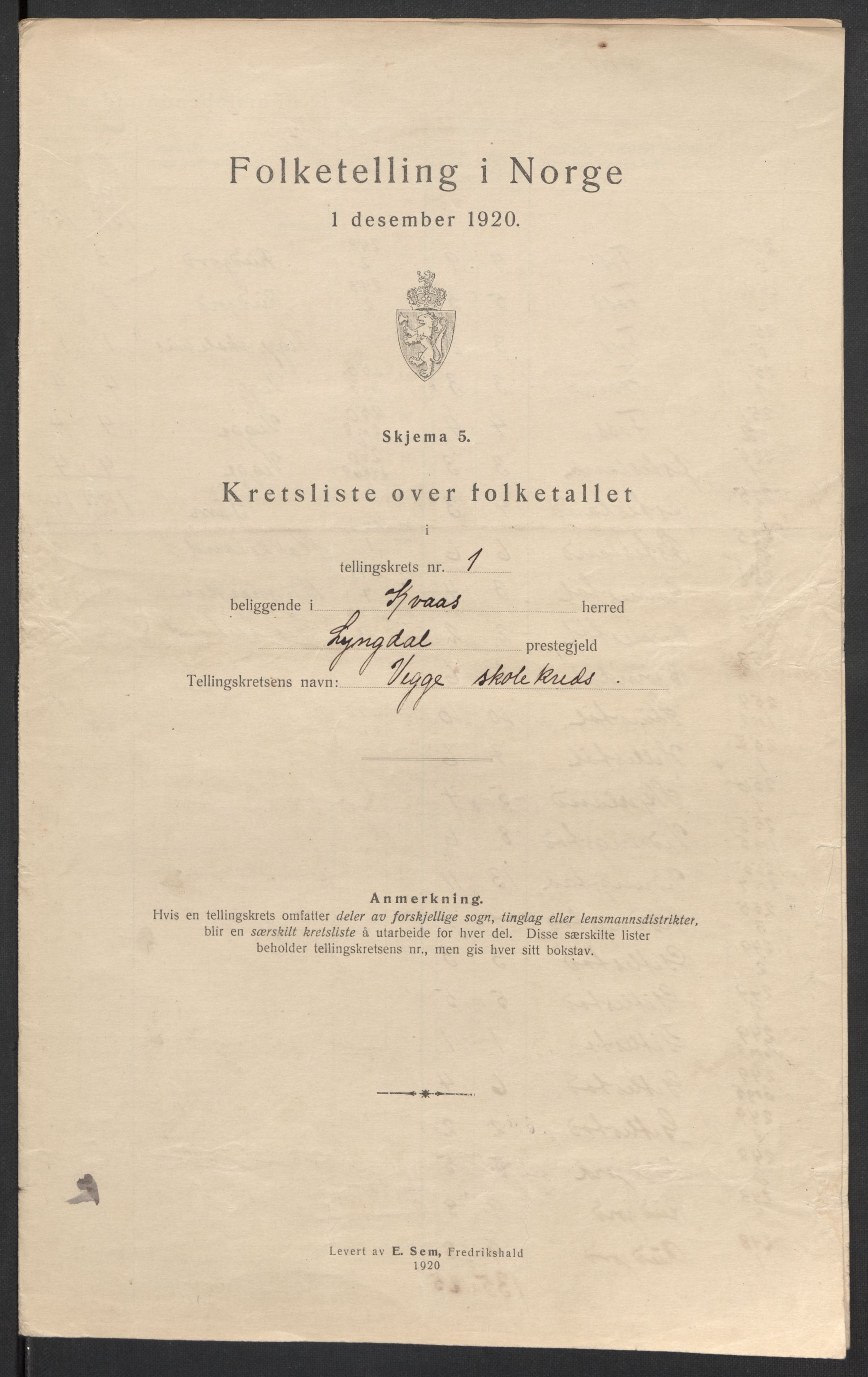 SAK, 1920 census for Kvås, 1920, p. 10
