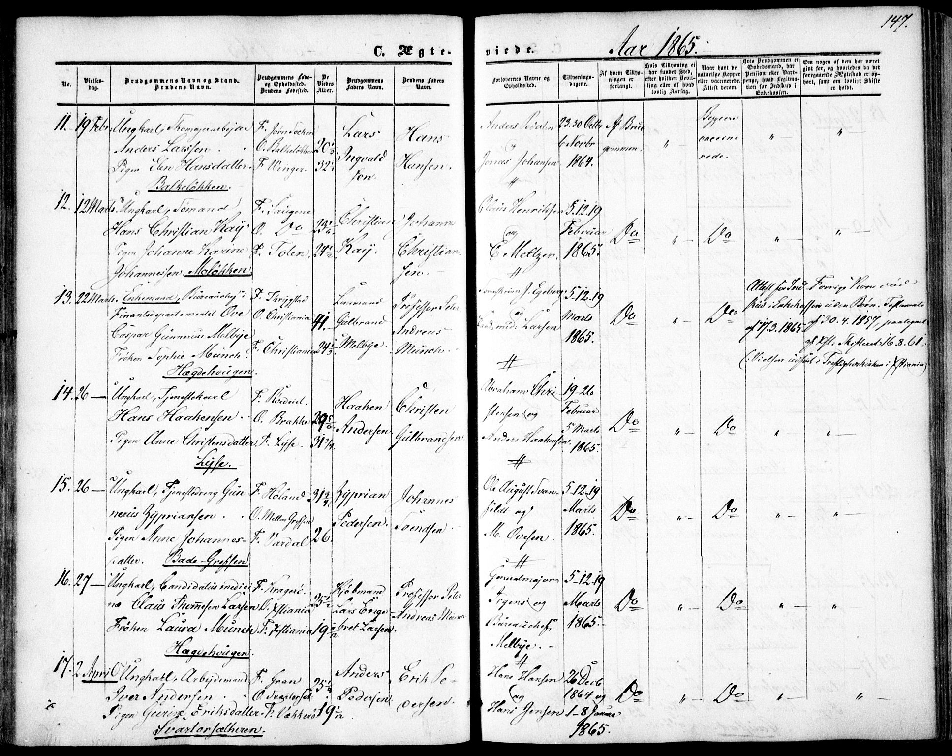 Vestre Aker prestekontor Kirkebøker, AV/SAO-A-10025/F/Fa/L0002: Parish register (official) no. 2, 1855-1877, p. 147