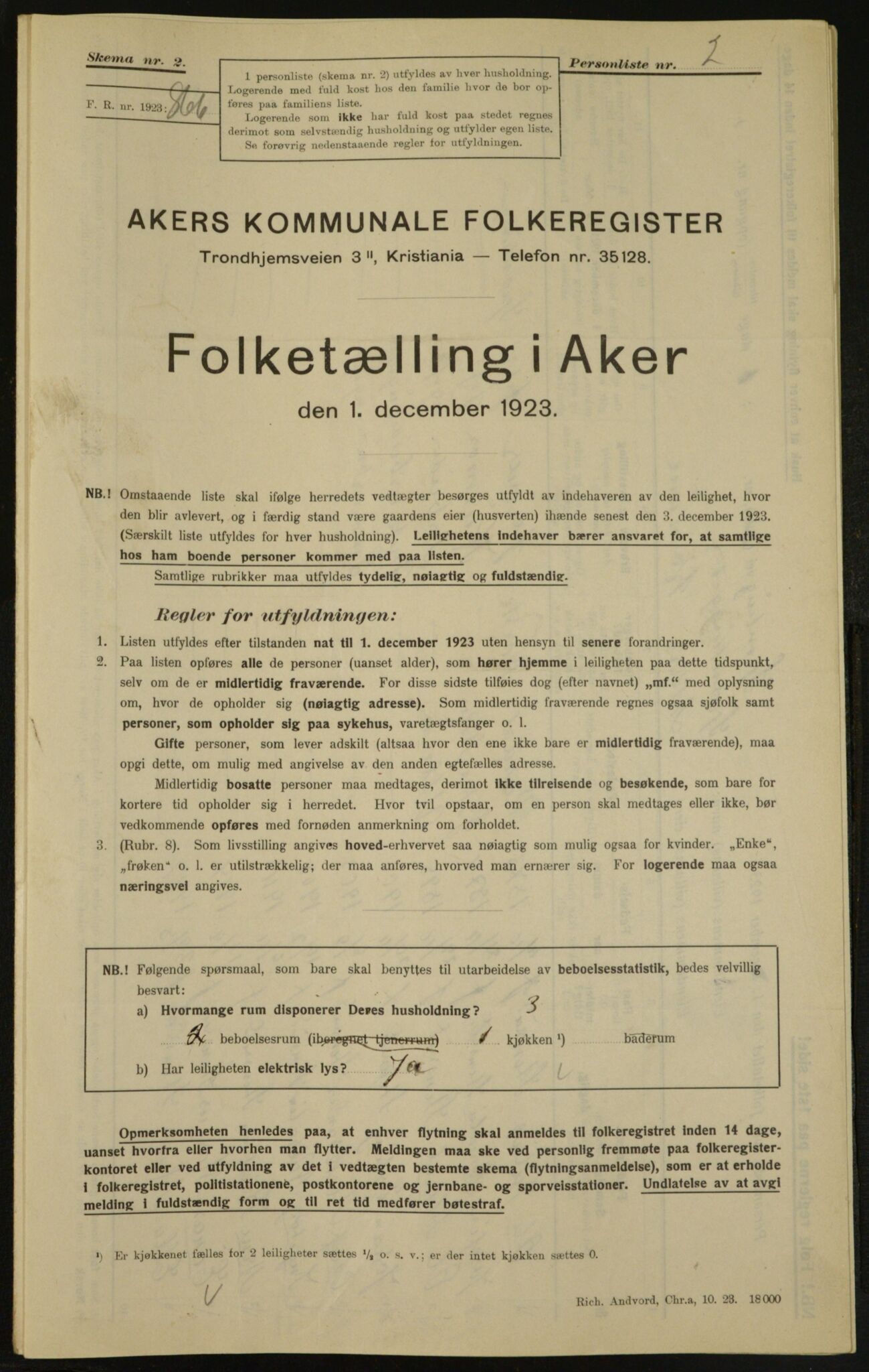 , Municipal Census 1923 for Aker, 1923, p. 5337