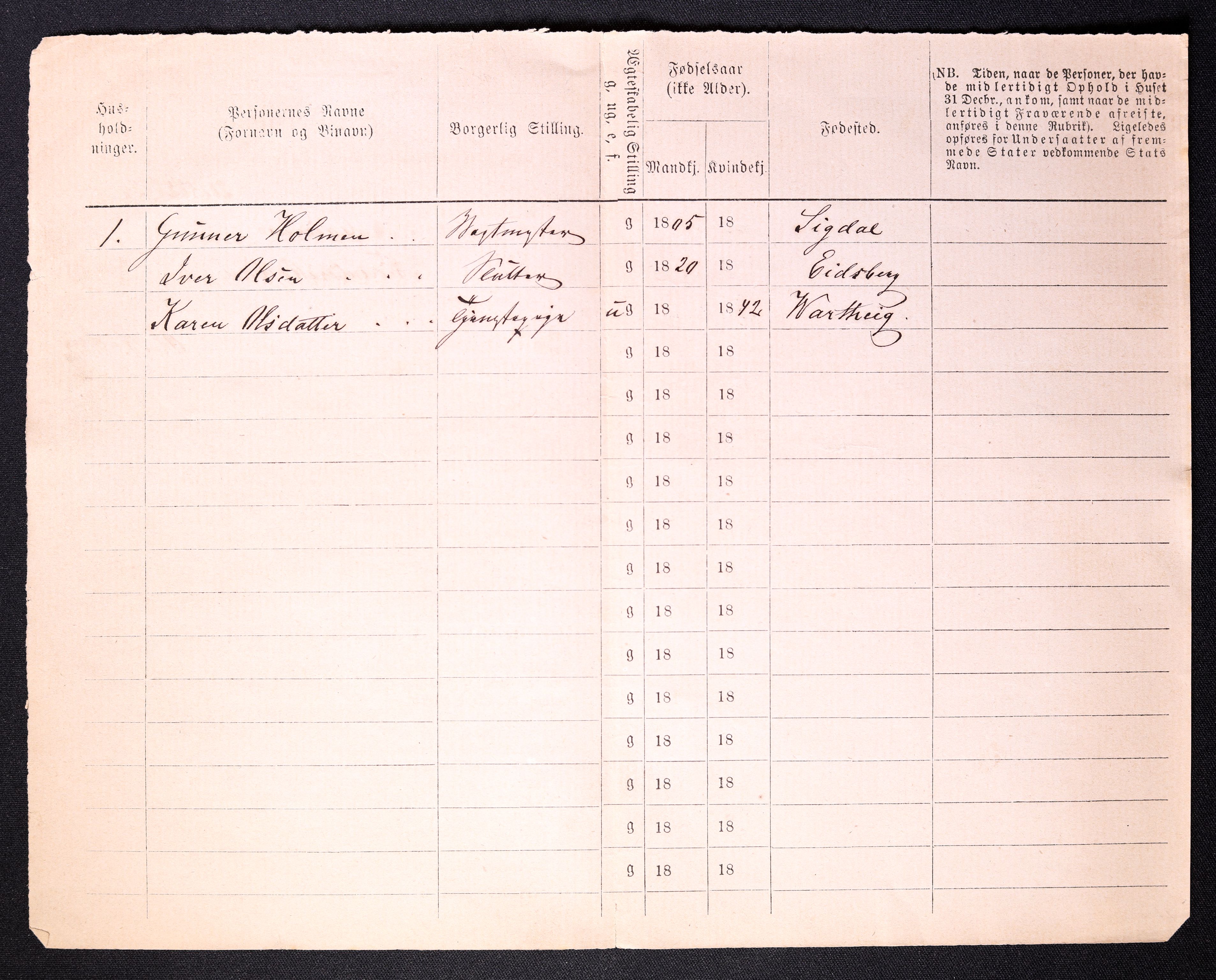 RA, 1870 census for 0103 Fredrikstad, 1870, p. 18
