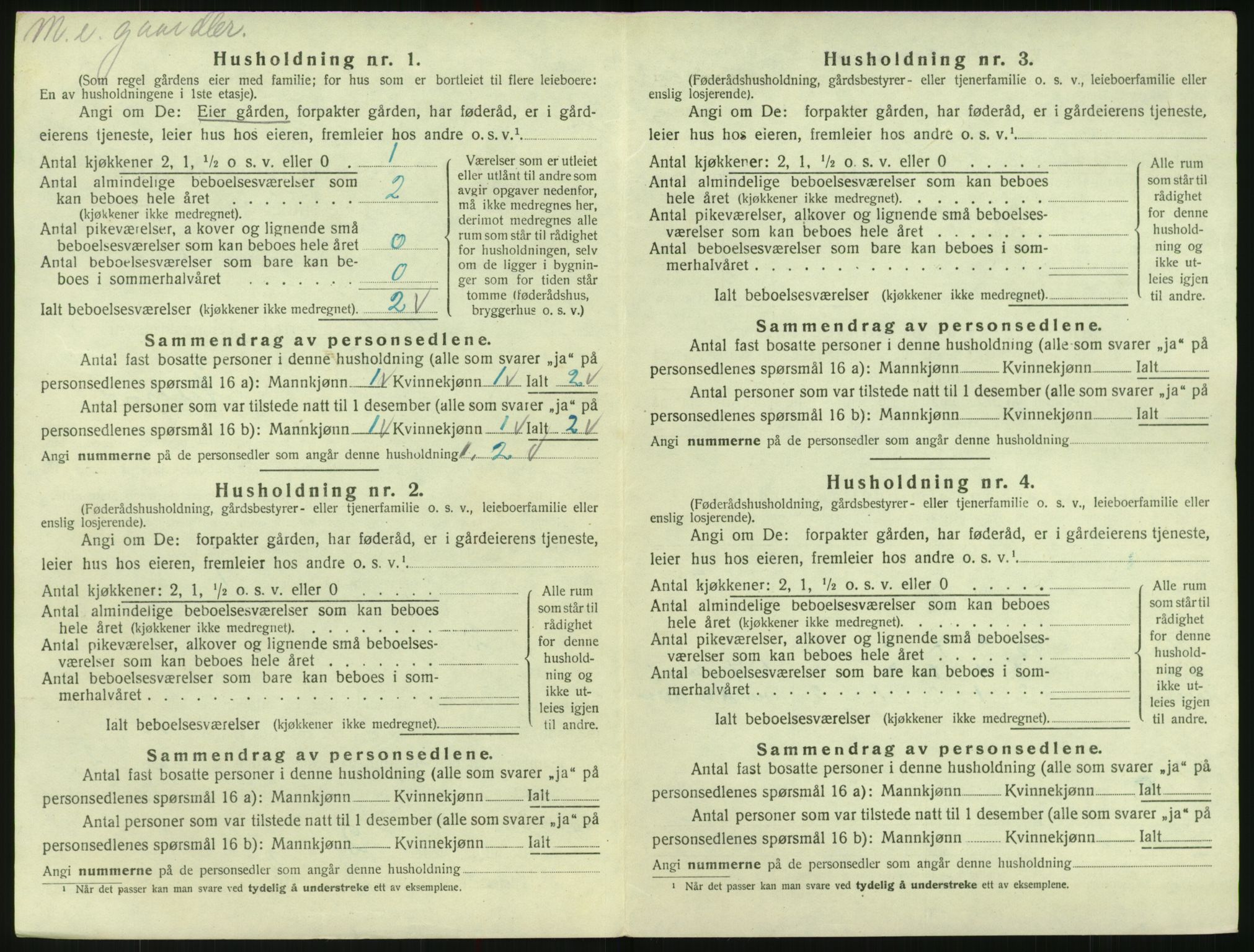 SAK, 1920 census for Evje, 1920, p. 107