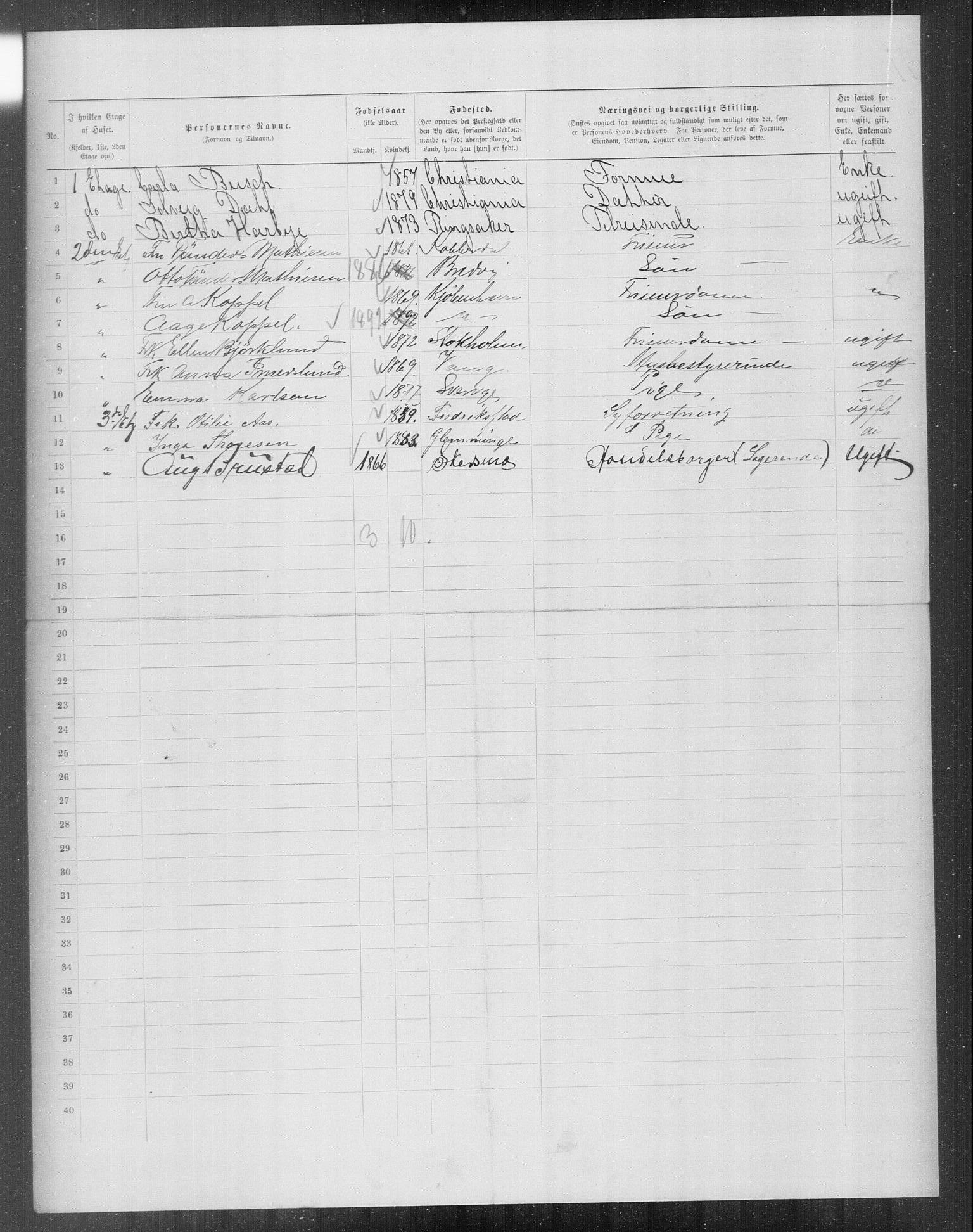 OBA, Municipal Census 1899 for Kristiania, 1899, p. 12185