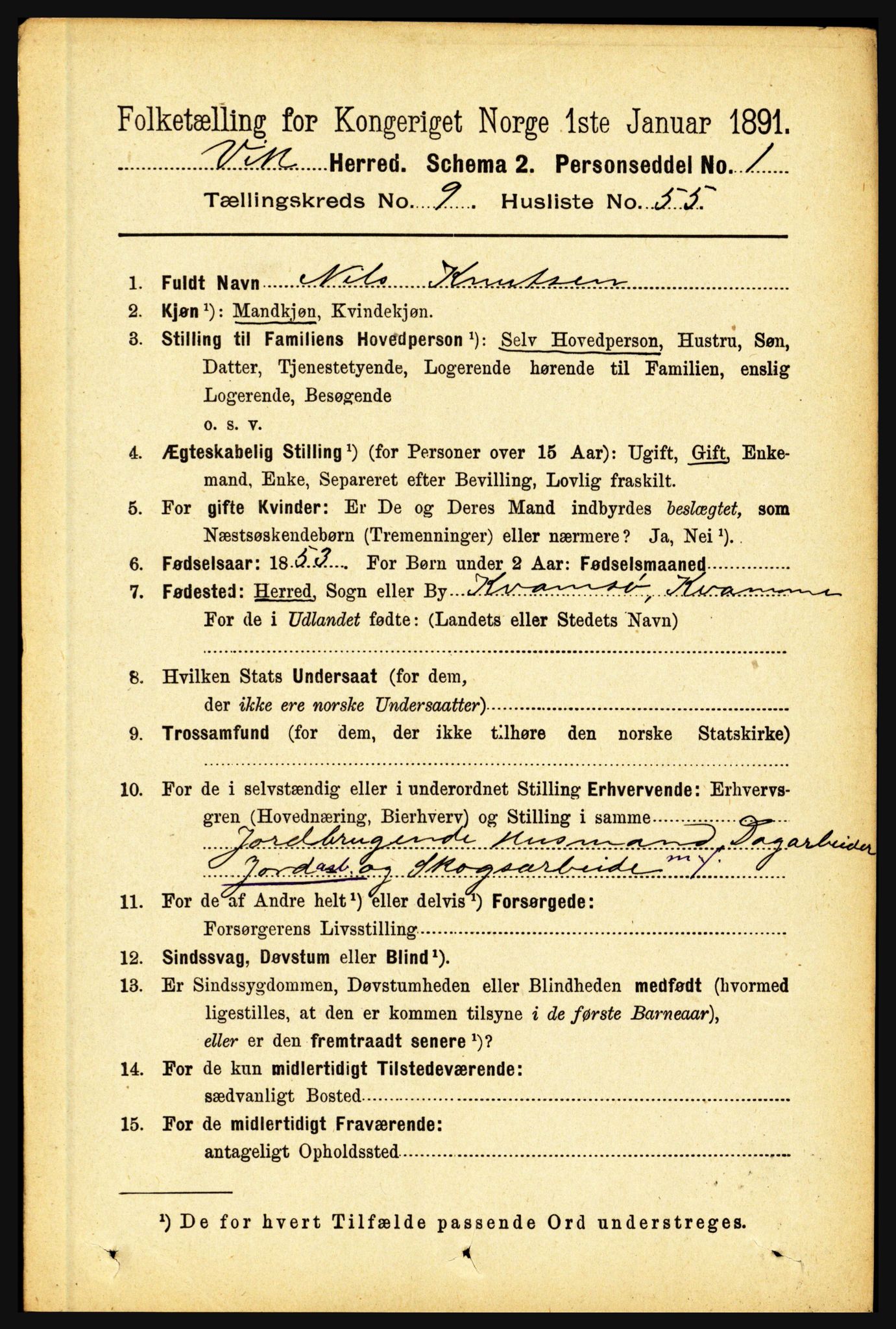 RA, 1891 census for 1417 Vik, 1891, p. 4308