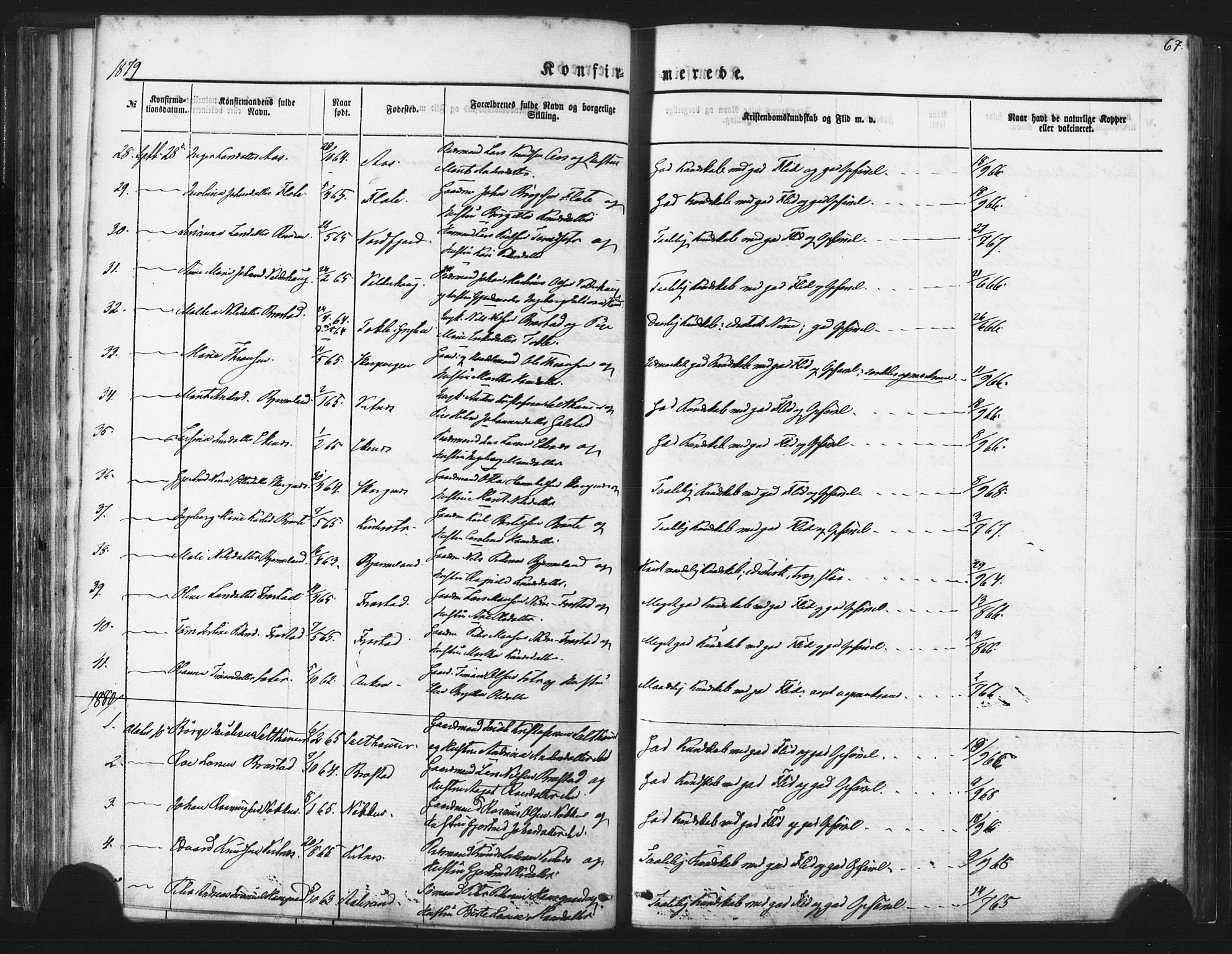 Ministerialprotokoller, klokkerbøker og fødselsregistre - Møre og Romsdal, AV/SAT-A-1454/539/L0530: Parish register (official) no. 539A03, 1872-1886, p. 67