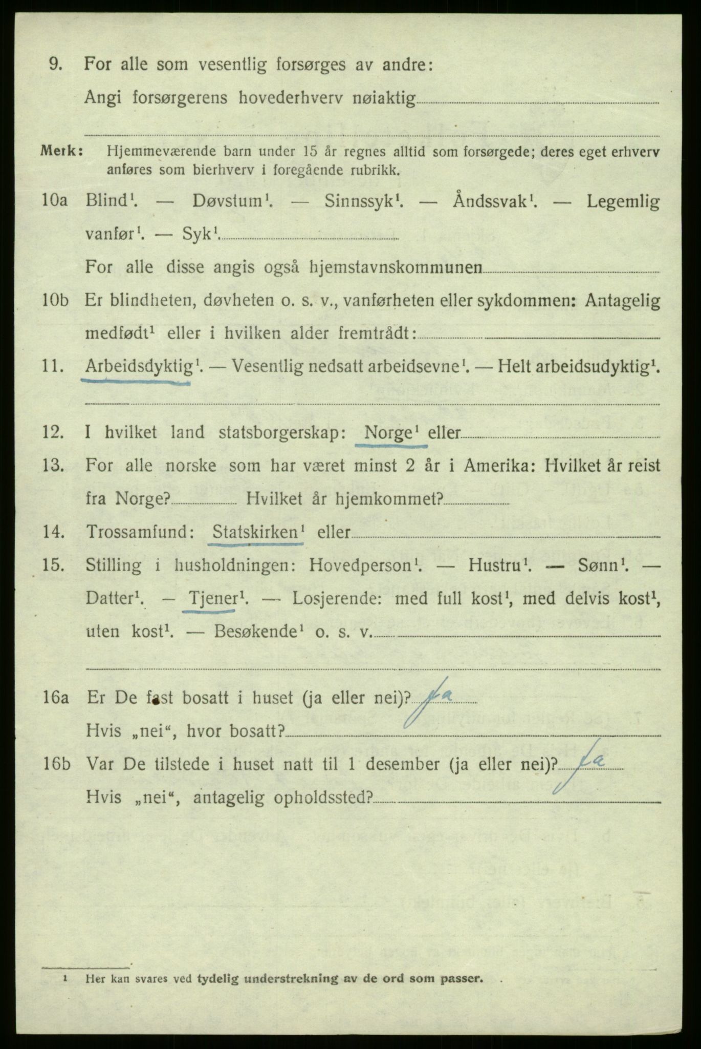 SAB, 1920 census for Jølster, 1920, p. 3575