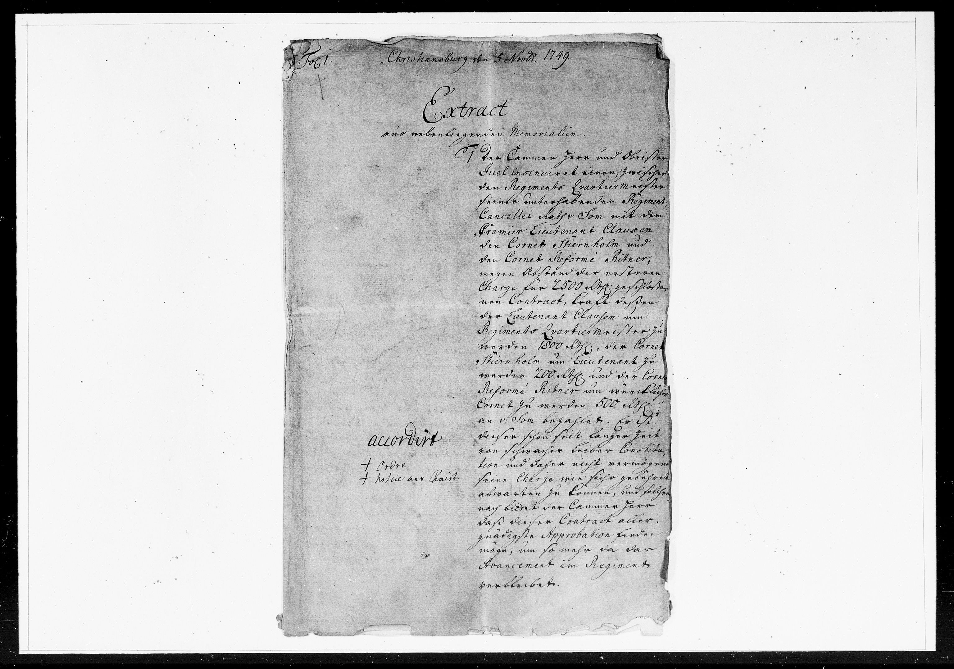 Krigskollegiet, Krigskancelliet, DRA/A-0006/-/1211-1217: Refererede sager, 1749, p. 284
