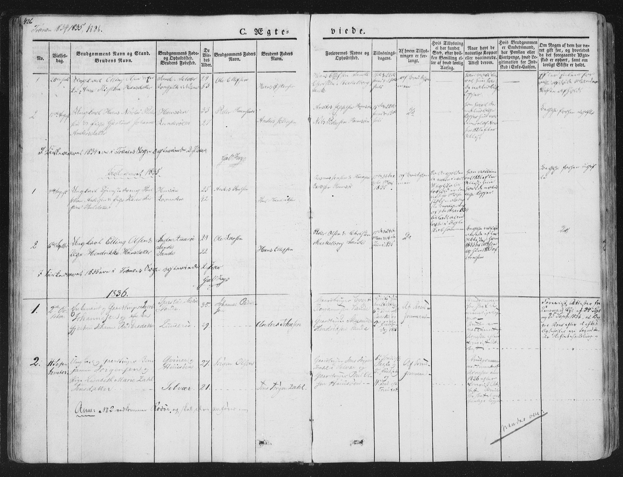 Ministerialprotokoller, klokkerbøker og fødselsregistre - Nordland, SAT/A-1459/839/L0566: Parish register (official) no. 839A03, 1825-1862, p. 426
