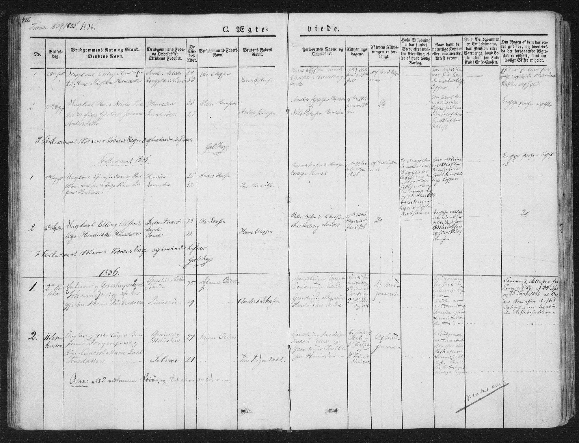 Ministerialprotokoller, klokkerbøker og fødselsregistre - Nordland, AV/SAT-A-1459/839/L0566: Parish register (official) no. 839A03, 1825-1862, p. 426