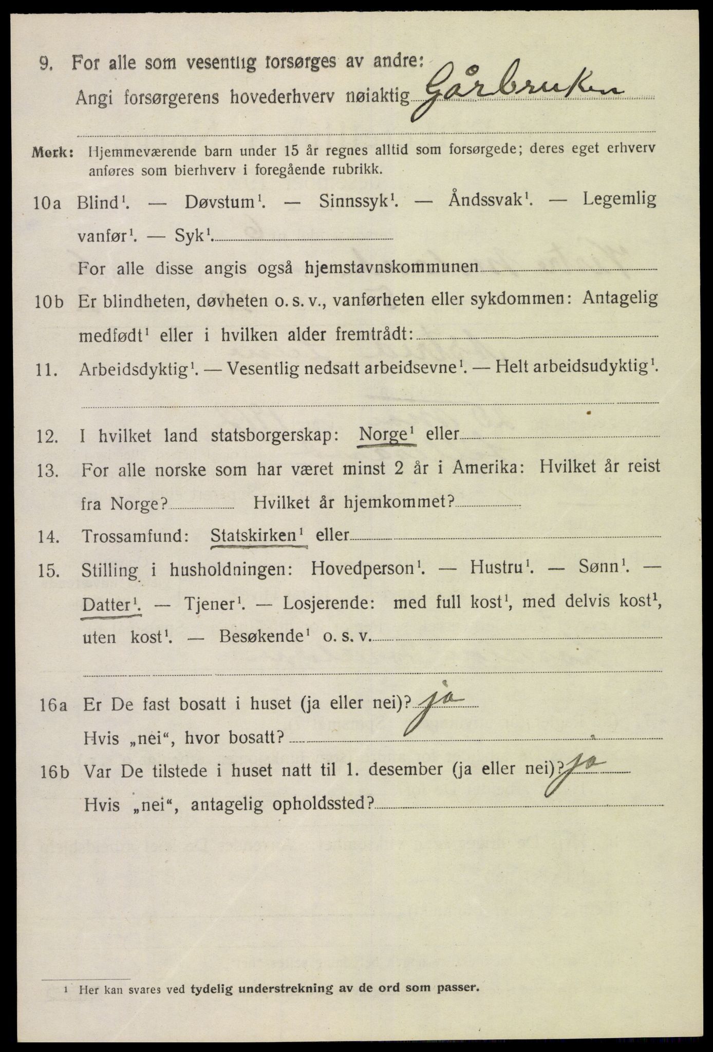 SAK, 1920 census for Vestre Moland, 1920, p. 4640