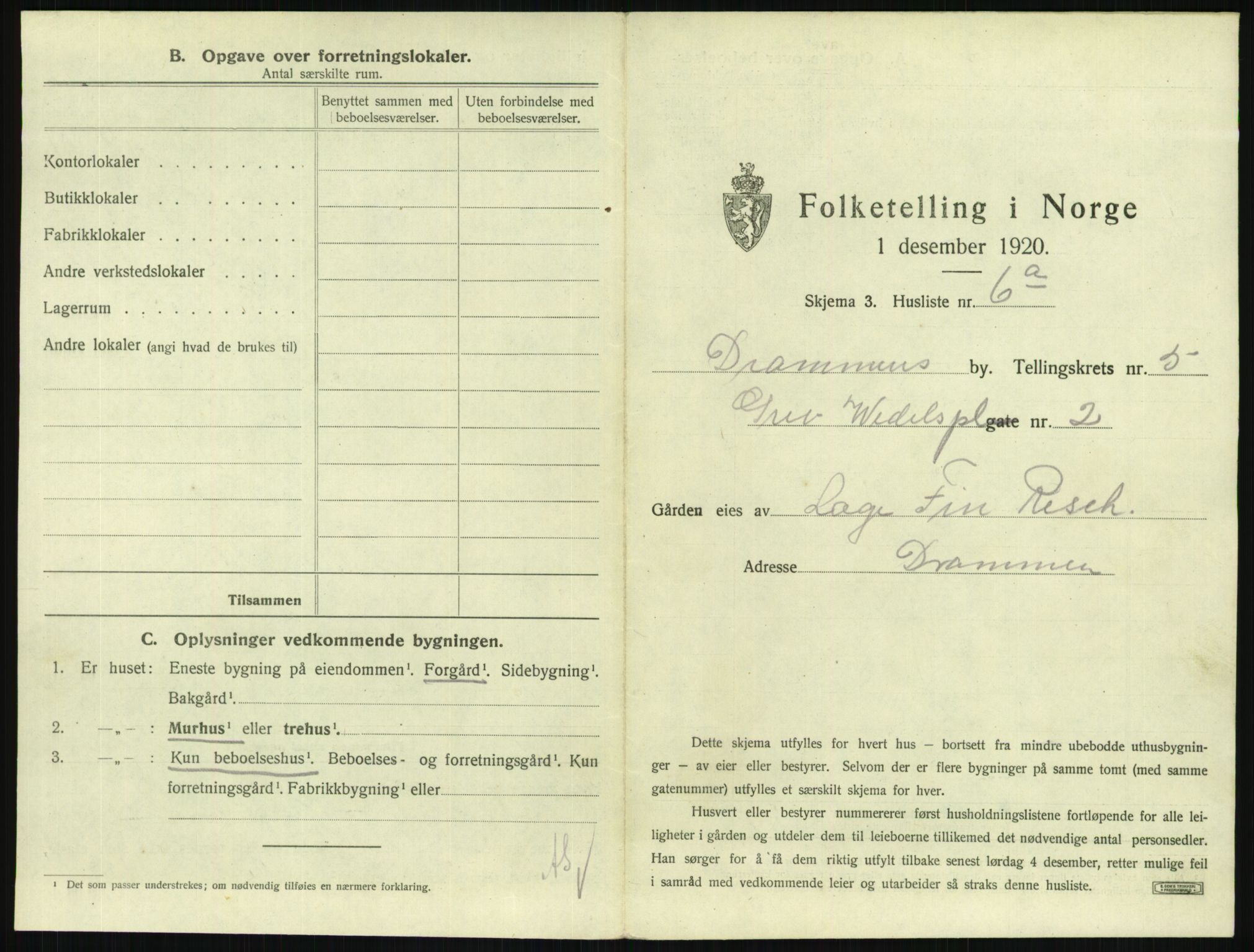 SAKO, 1920 census for Drammen, 1920, p. 2100