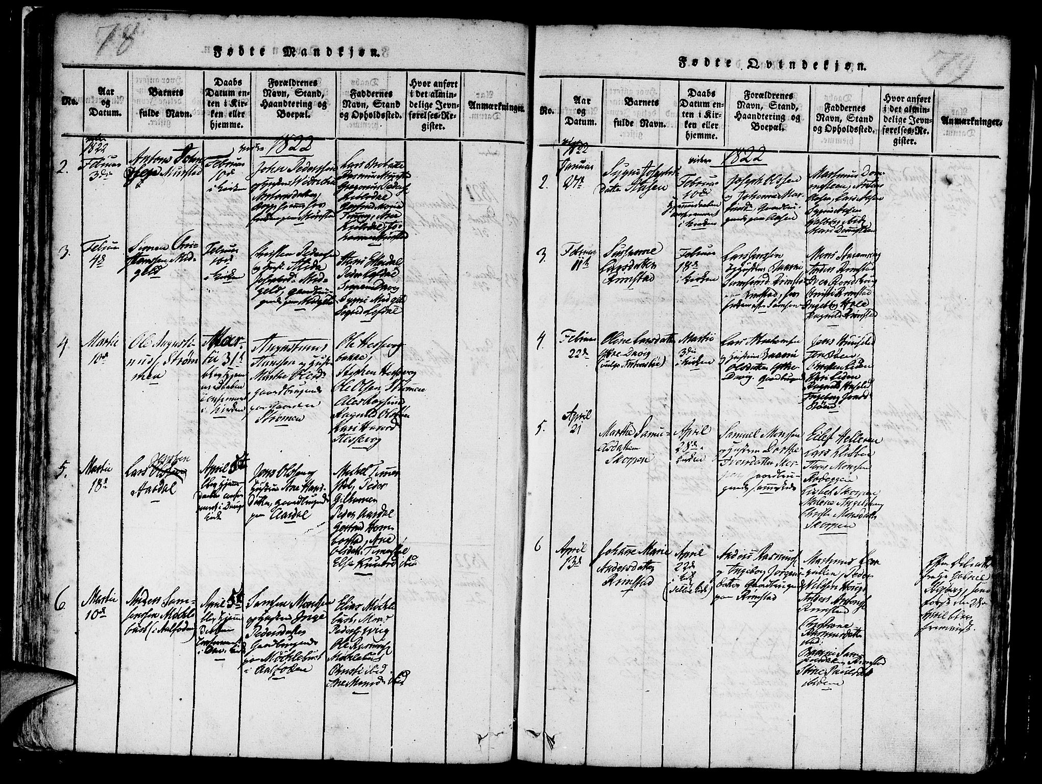 Davik sokneprestembete, AV/SAB-A-79701/H/Haa/Haaa/L0003: Parish register (official) no. A 3, 1816-1830, p. 78-79