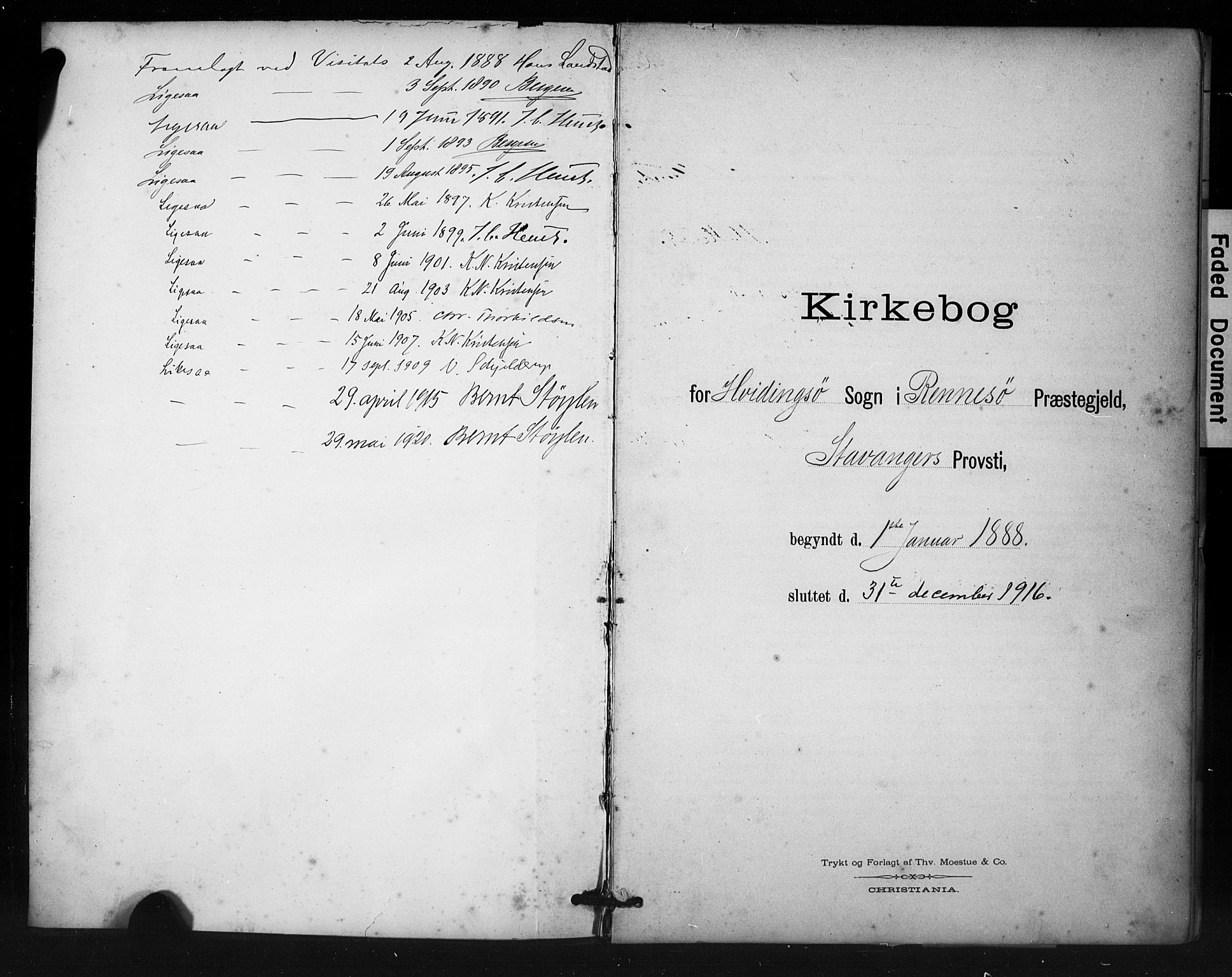 Rennesøy sokneprestkontor, AV/SAST-A -101827/H/Ha/Haa/L0013: Parish register (official) no. A 12, 1888-1916