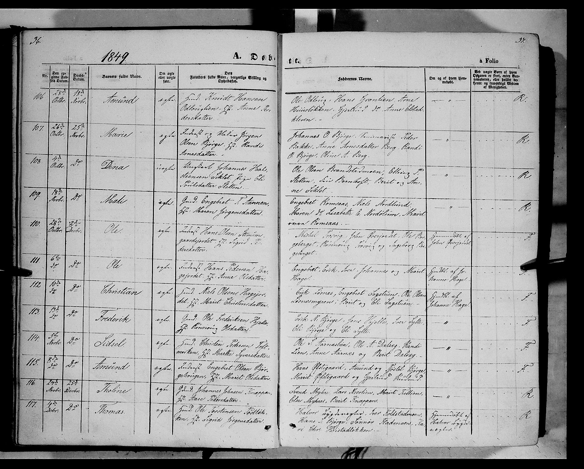 Ringebu prestekontor, AV/SAH-PREST-082/H/Ha/Haa/L0006: Parish register (official) no. 6, 1848-1859, p. 36-37