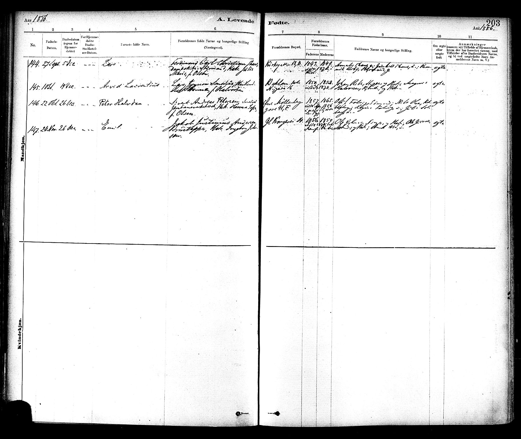 Ministerialprotokoller, klokkerbøker og fødselsregistre - Sør-Trøndelag, SAT/A-1456/604/L0188: Parish register (official) no. 604A09, 1878-1892, p. 203