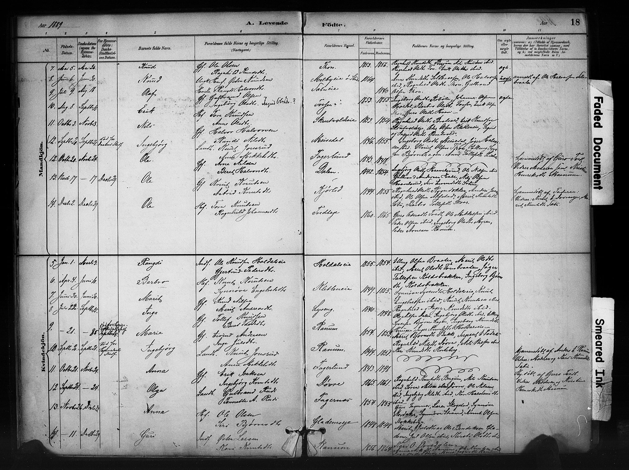 Nord-Aurdal prestekontor, AV/SAH-PREST-132/H/Ha/Haa/L0012: Parish register (official) no. 12, 1883-1895, p. 18