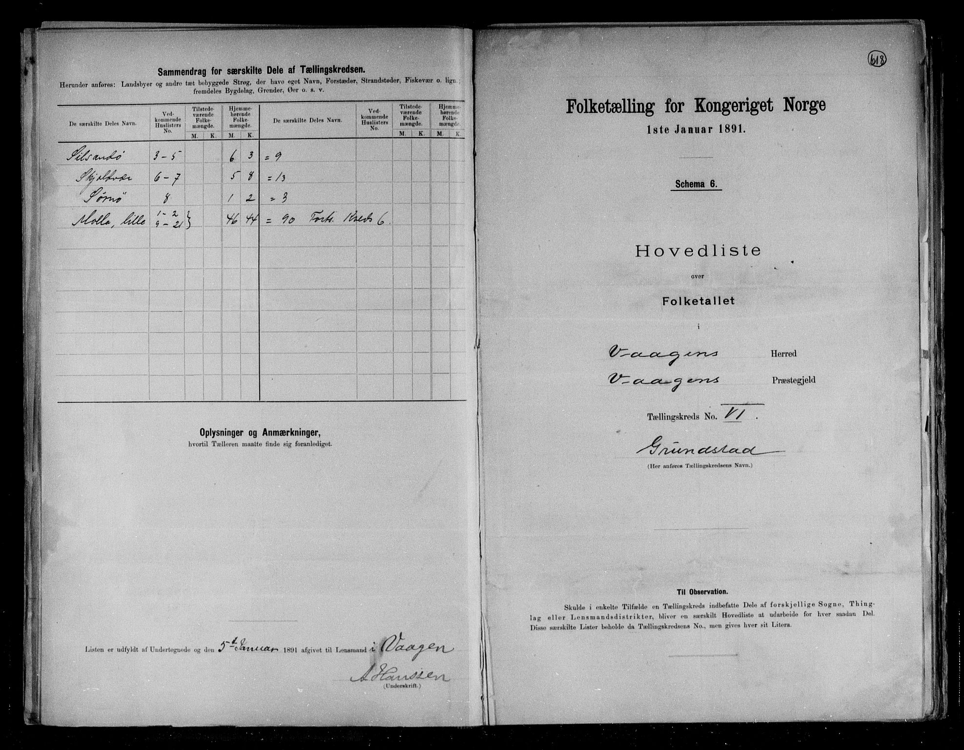 RA, 1891 census for 1865 Vågan, 1891, p. 20