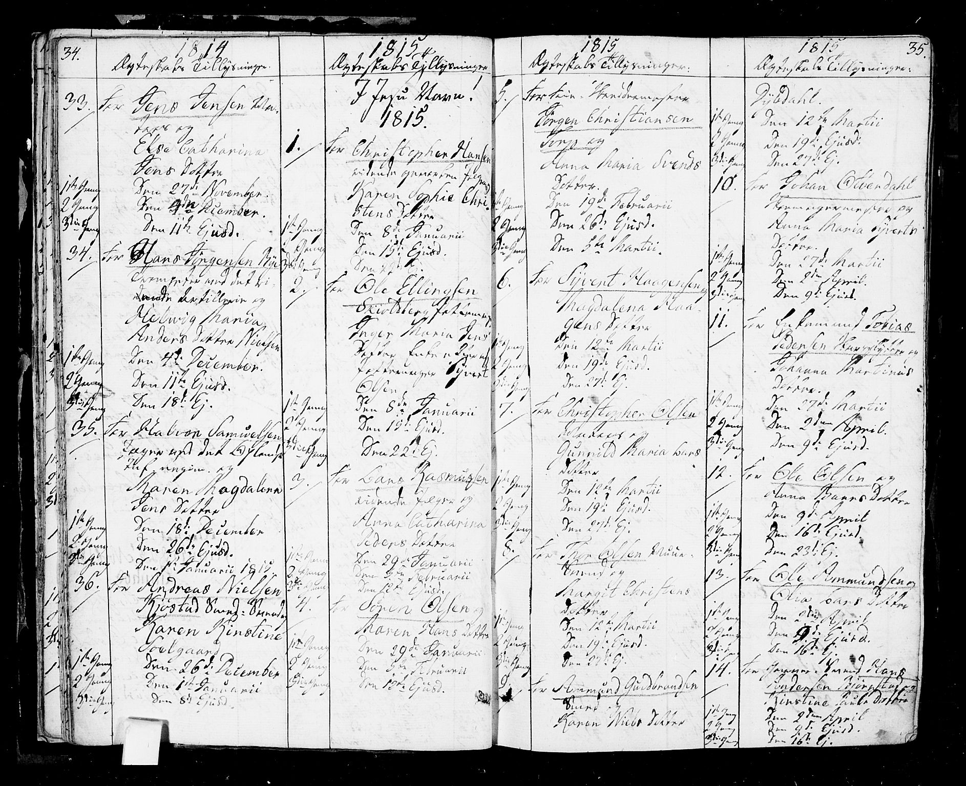 Oslo domkirke Kirkebøker, SAO/A-10752/F/Fa/L0006: Parish register (official) no. 6, 1807-1817, p. 34-35