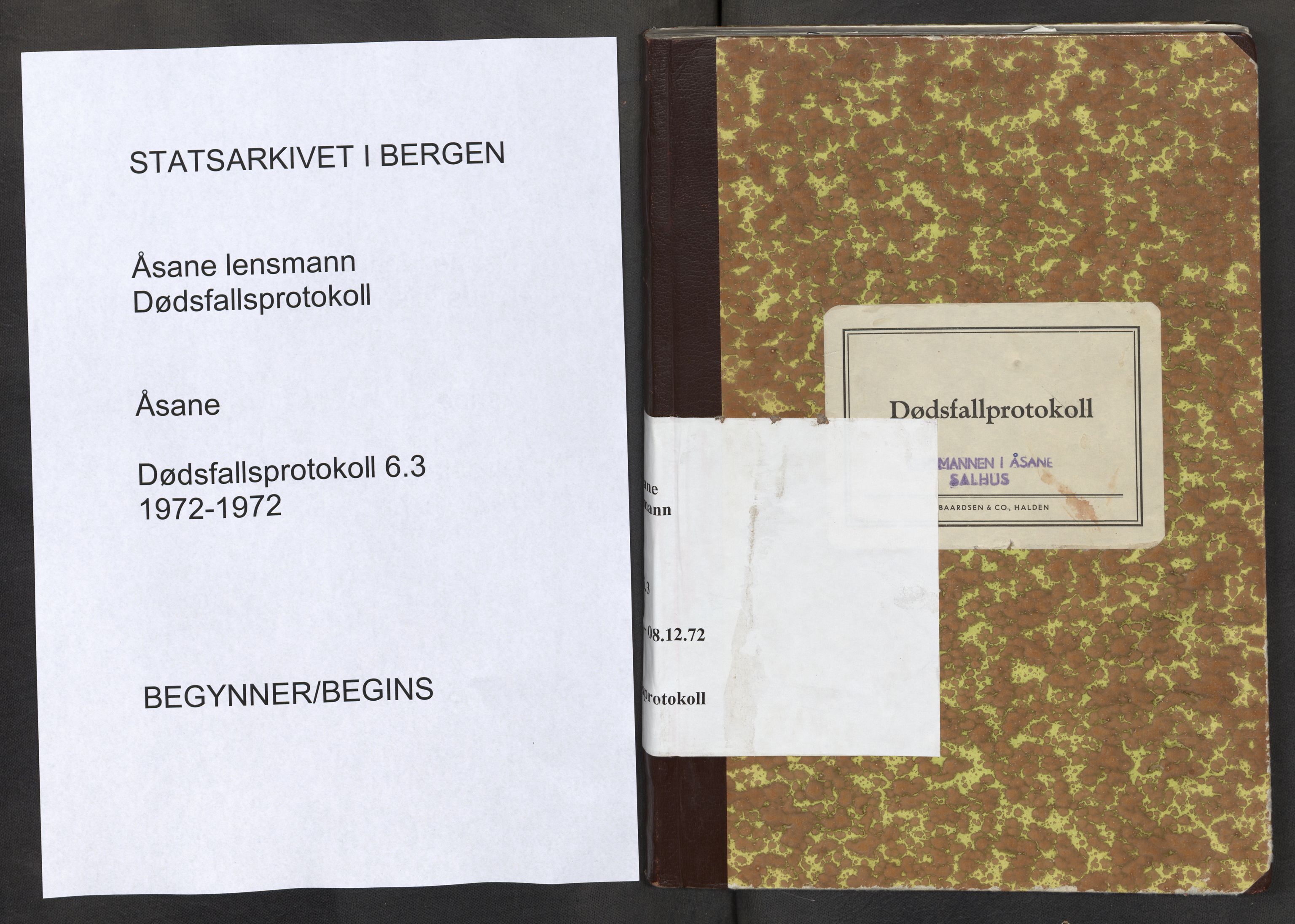 Lensmannen i Åsane, SAB/A-100156/0006/L0003: Dødsfallprotokoll, 1972