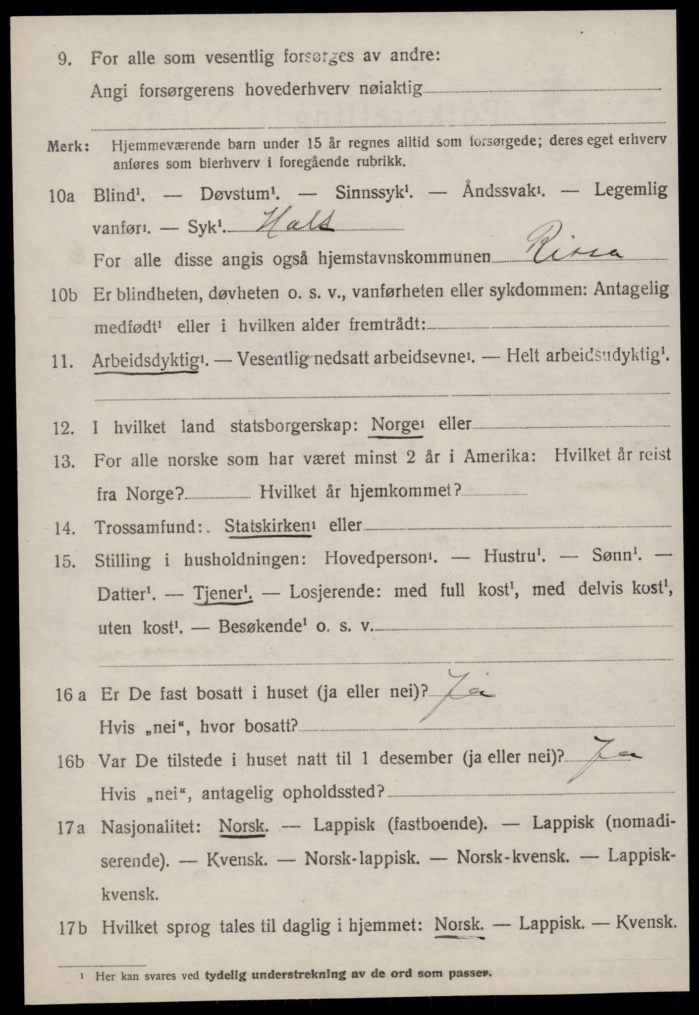 SAT, 1920 census for Rissa, 1920, p. 4326