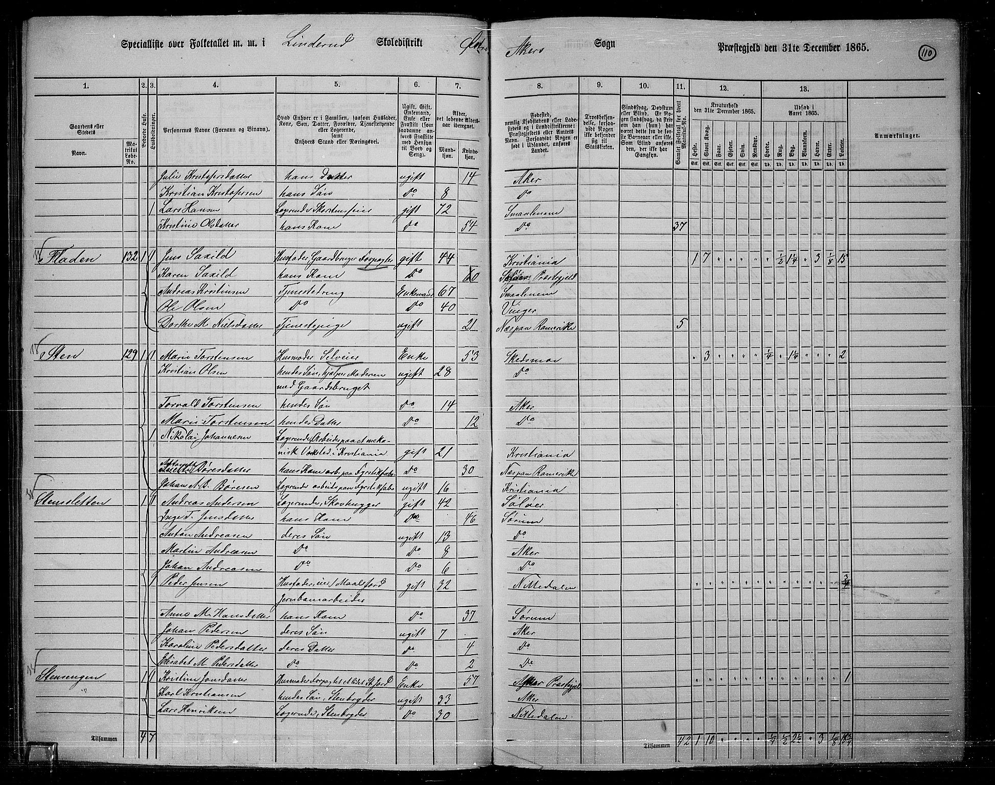 RA, 1865 census for Østre Aker, 1865, p. 103