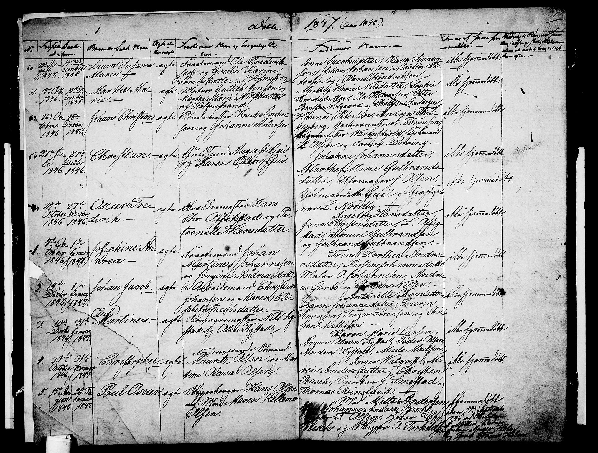 Holmestrand kirkebøker, SAKO/A-346/G/Ga/L0002: Parish register (copy) no. 2, 1846-1849, p. 1