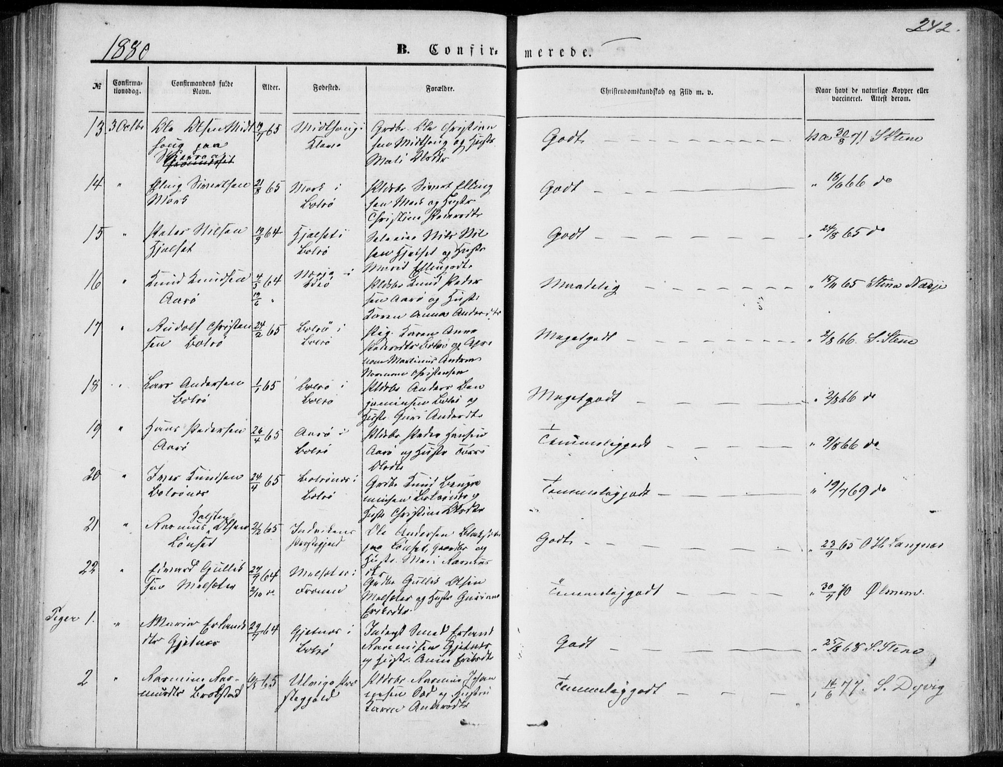 Ministerialprotokoller, klokkerbøker og fødselsregistre - Møre og Romsdal, AV/SAT-A-1454/555/L0655: Parish register (official) no. 555A05, 1869-1886, p. 242