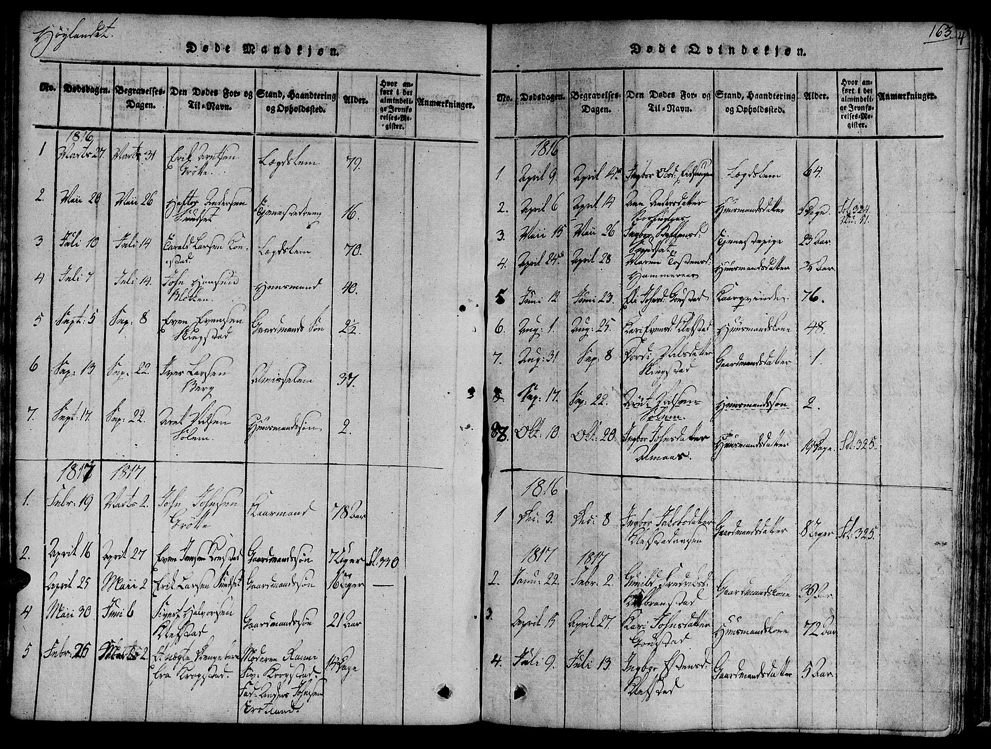 Ministerialprotokoller, klokkerbøker og fødselsregistre - Sør-Trøndelag, SAT/A-1456/691/L1068: Parish register (official) no. 691A03 /4, 1816-1826, p. 163