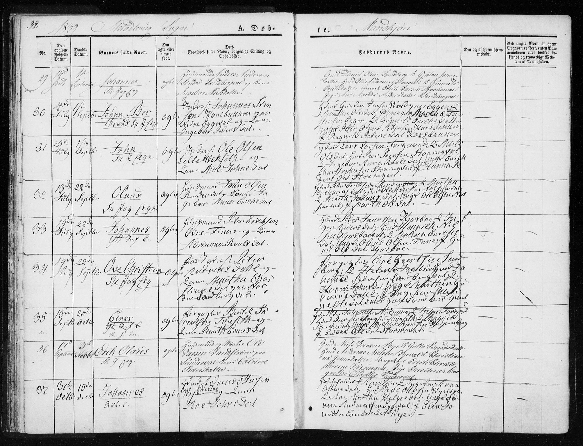 Ministerialprotokoller, klokkerbøker og fødselsregistre - Nord-Trøndelag, AV/SAT-A-1458/717/L0154: Parish register (official) no. 717A06 /1, 1836-1849, p. 32