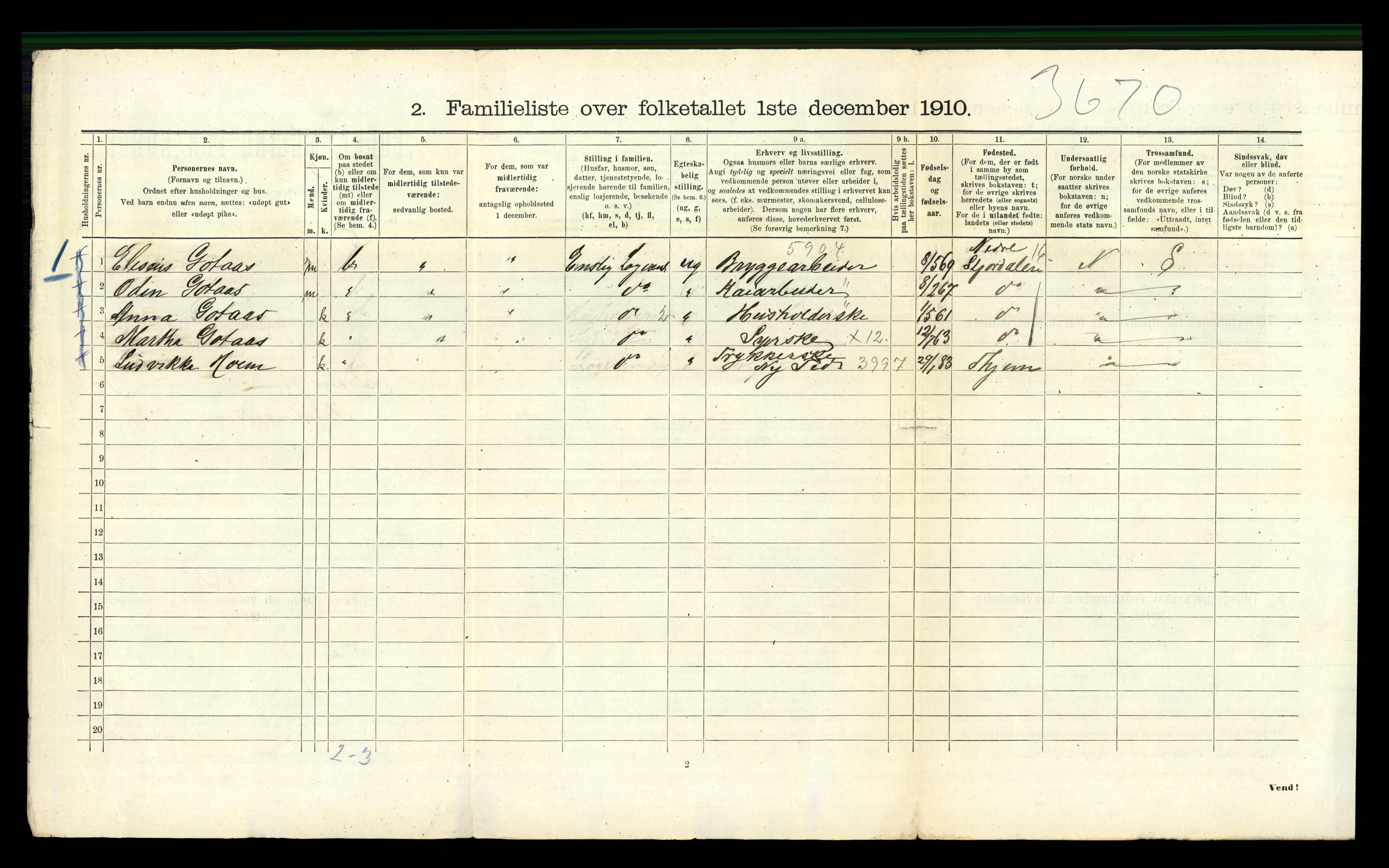 RA, 1910 census for Trondheim, 1910, p. 21732