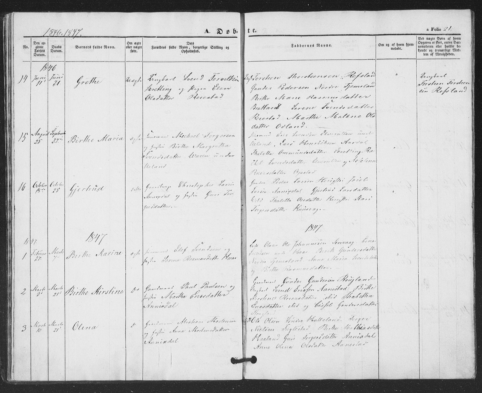 Hå sokneprestkontor, AV/SAST-A-101801/001/30BA/L0007: Parish register (official) no. A 6, 1842-1855, p. 21