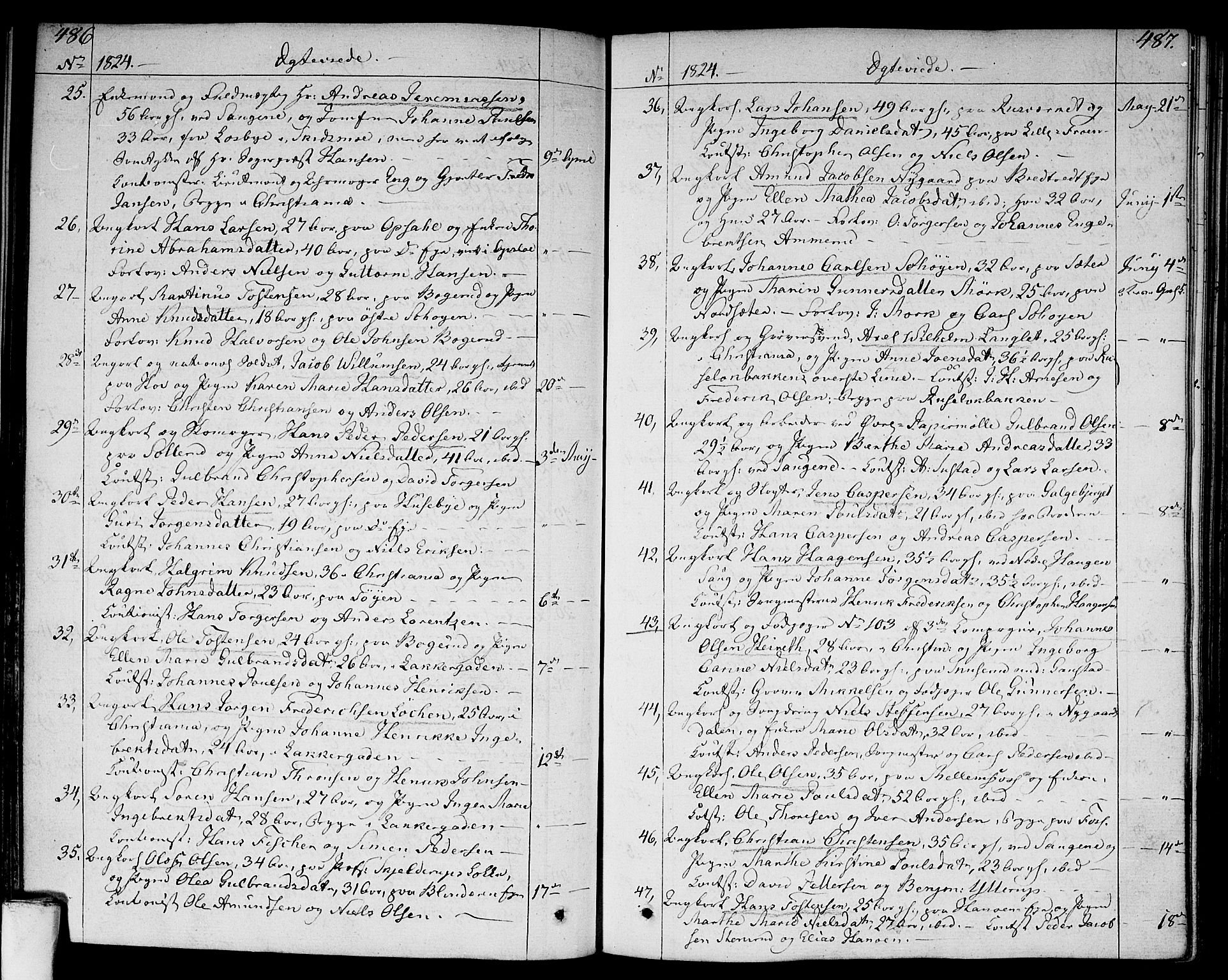 Aker prestekontor kirkebøker, SAO/A-10861/F/L0012: Parish register (official) no. 12, 1819-1828, p. 486-487