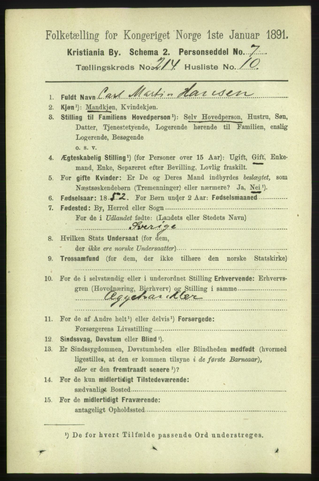 RA, 1891 census for 0301 Kristiania, 1891, p. 127704