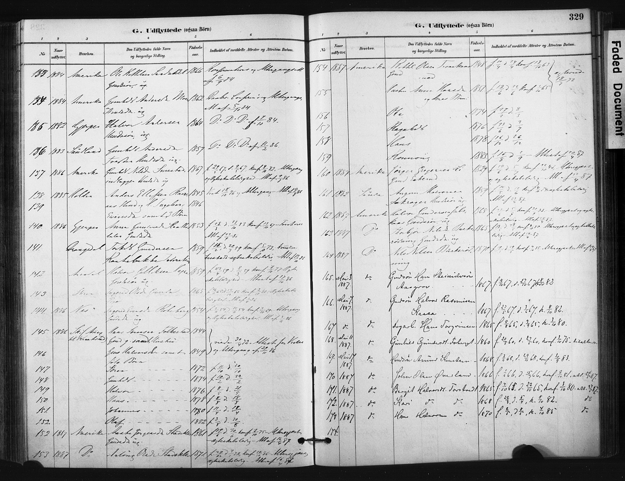 Bø kirkebøker, SAKO/A-257/F/Fa/L0010: Parish register (official) no. 10, 1880-1892, p. 329