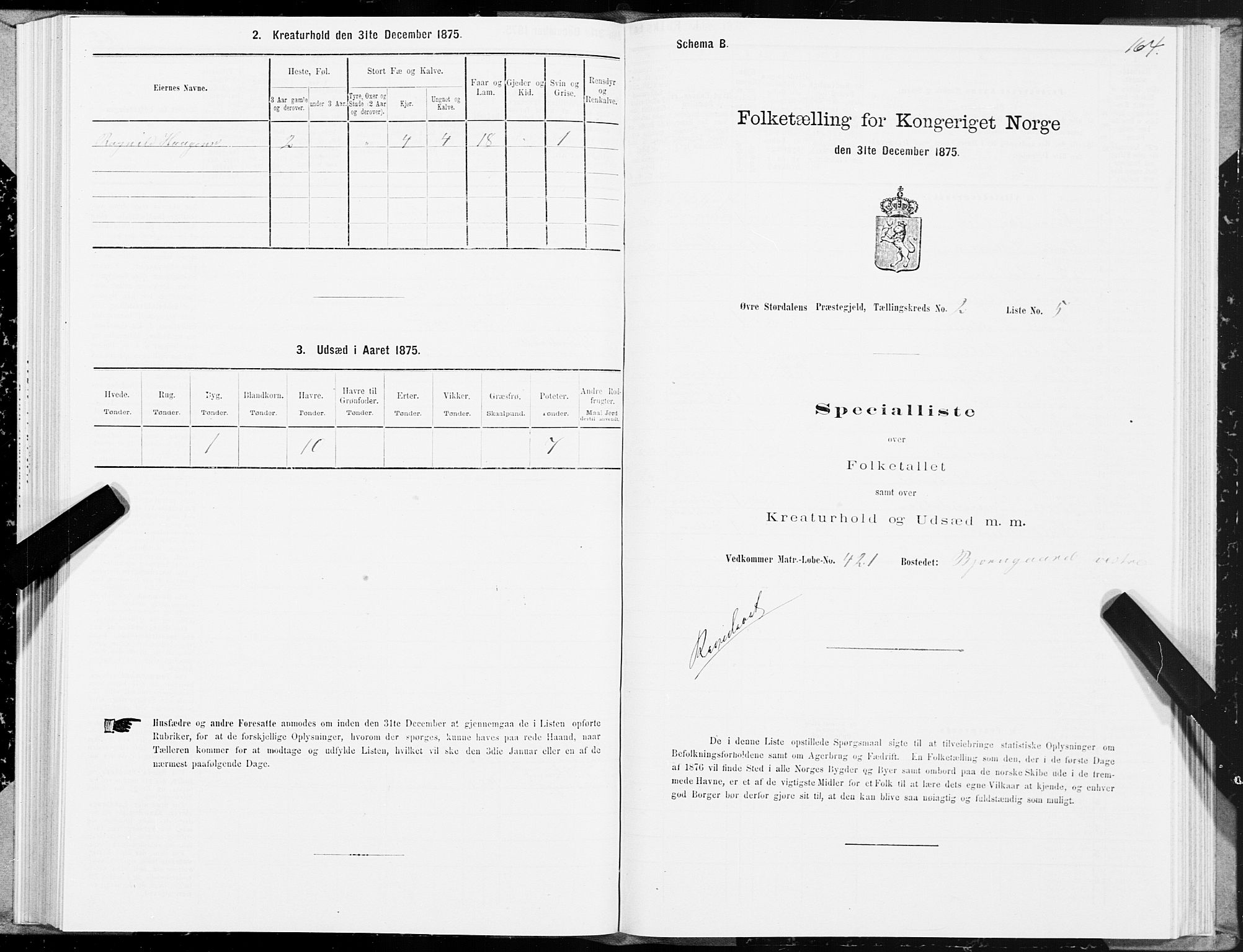 SAT, 1875 census for 1711P Øvre Stjørdal, 1875, p. 1164